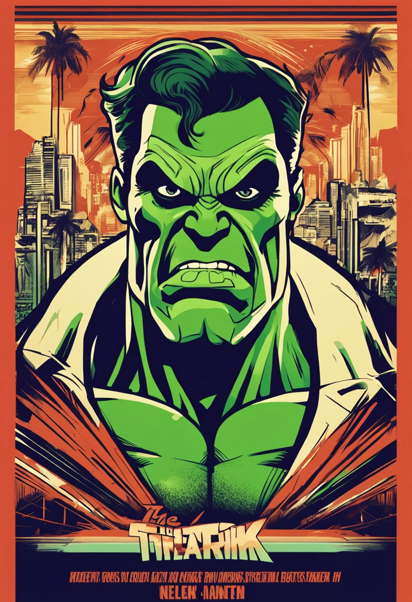 the hulk in vector retro artstyle