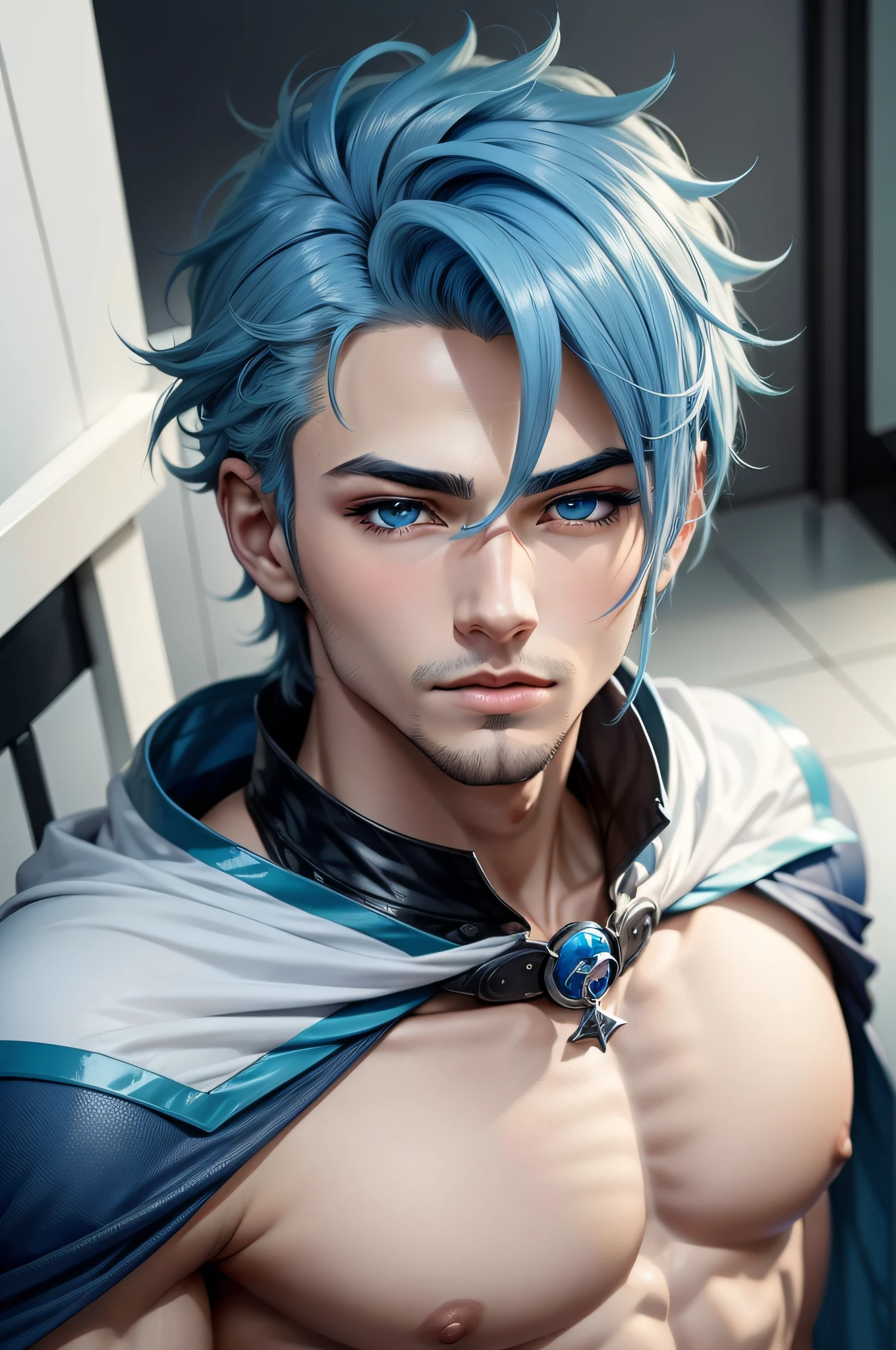 anime masculino de olhos azul e cabelo branco