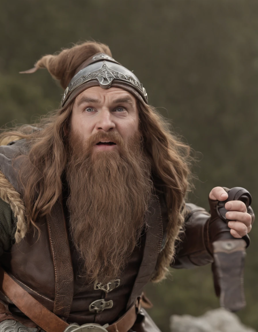 Gimli, lord of the rings, Gimli climbing a mountain, high top