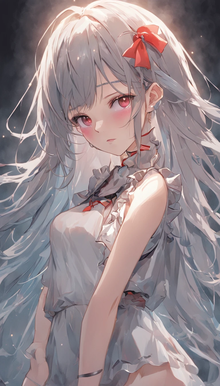 {{{{{NSFW、Masterpiece: 1.2、64K high resolution、hyper HD、HDR graphics、ultra - detailed、ultra-definition、ultra-realistic realism: 1.2、extreme detailed face and body、Realistic: 1.15、RAW photo: 1.15、Best quality: 1.23、No defects in the face and body、perfect anatomia、Perfect biology、Perfect physical properties、No additional fusion is required、perfect beautiful body、 Perfect very nice little face、Super realistic: 1.37、Profesional photogarpher、Canon F/2.8 300mm lens、Five fingers,、2 arms、2 legs}}}}}, (1 beautiful girl), {{{light blue long hair,Two braids、9th class, 18yr old、Very nice little face: 1.3, Japan Extraordinary Beautiful Girl: 1.3, Very nice slit eyes: 1.18、Beautiful thin eyebrows、Perfectly narrow, extremely tall, beautiful nose、lovely red lips、Very beautiful fair skin、Perfect beautiful long fingers、Beautiful long legs、Beautiful nails、Natural makeup}}}, (((Wearing a white apron with frills、Wearing a black shirt with a collar、Wearing a black miniskirt,Ruffles、Stockings that go to the thighs、Absolute area、Cute high heels、Cute ruffled panties))), (((head to thigh shot、legs are open、Shoot from your feet、looks away、Themes throughout the screen))), (((Beautiful girl face of the Japanese world: 1.3)))