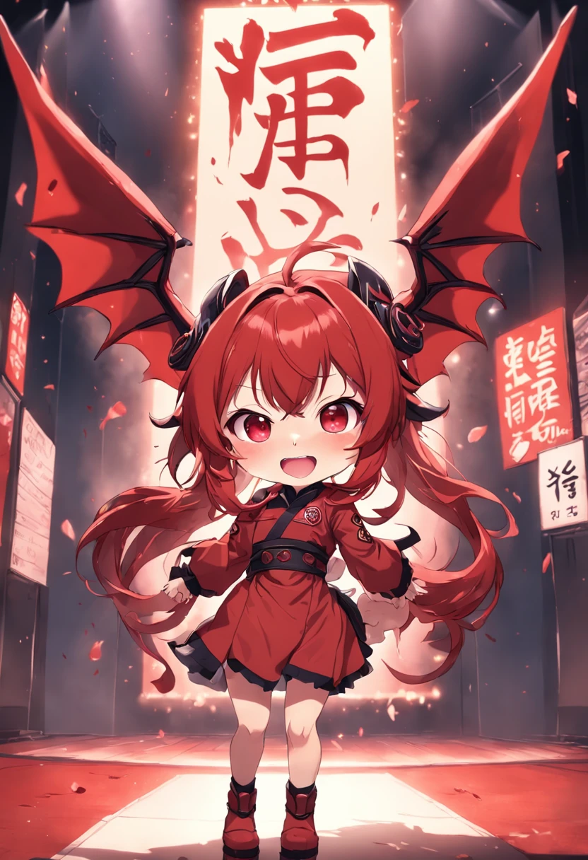 A Chibi red Demon with a white Board saying "Are You Happy?", HD