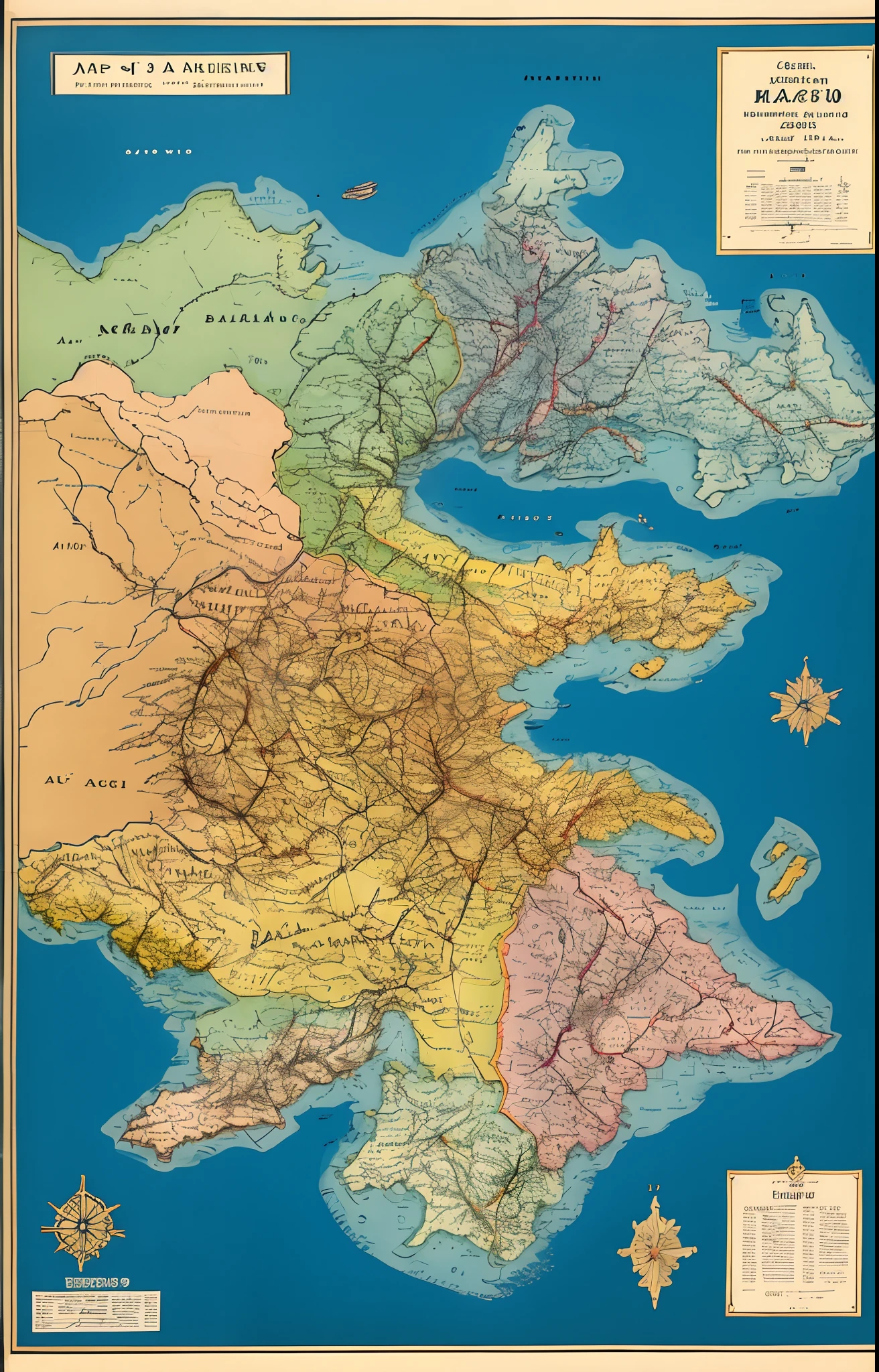 Poster in the style of the 1930s，Map with Caesar's empire, Close-up depicts the Trans-Amur Republic