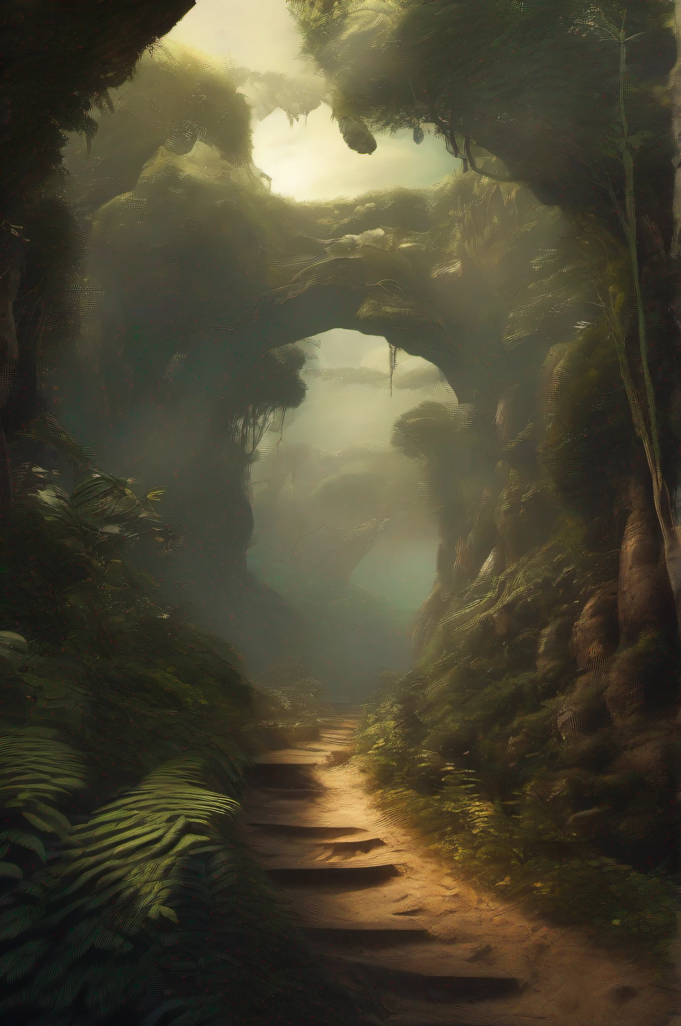 obra prima, melhor qualidade, alta qualidade, 8k extremamente detalhado da unidade CG, uma cena sombria da entrada de uma caverna de fantasia, brazi, vento, floresta densa, assustador, escuro, passagem estreira