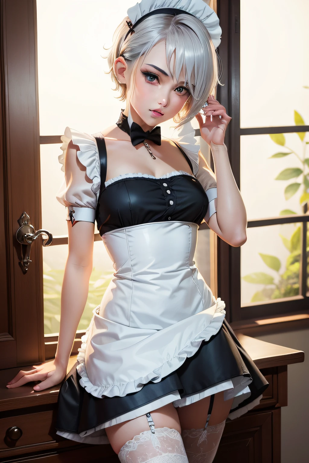 Silver short-haired maid