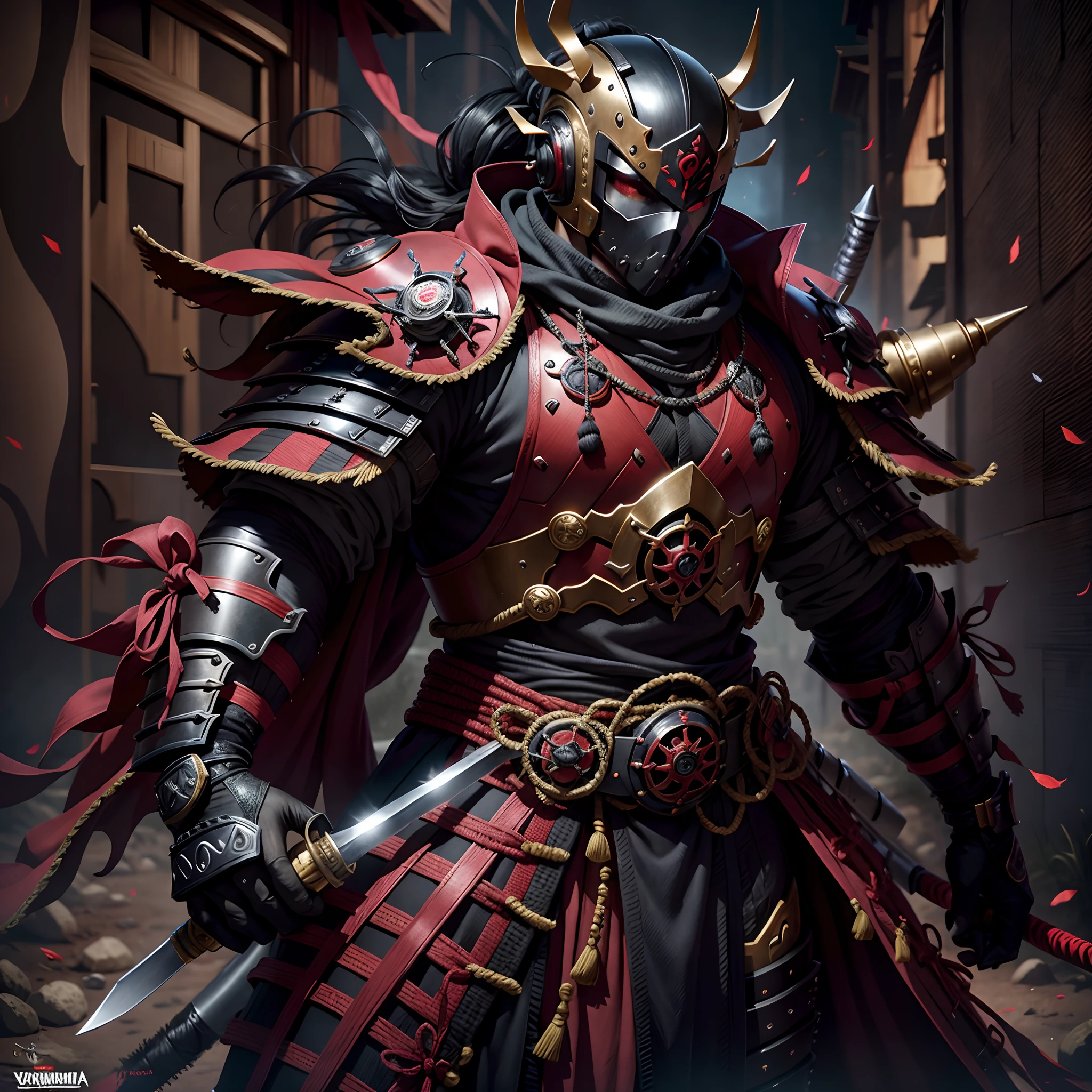 imagem arafed de um homem em armadura com uma espada, demon samurai warrior, Armadura Samurai Completa Homem-Aranha, armadura preta e vermelha, Retrato de Ninja Slayer, epic samurai warrrior, armadura de cor preta e avermelhada, Demon Samurai, Samurai ciborgue, guerreiro de fantasia em armadura completa, guerreiro Samurai, Retrato de um Samurai cyberpunk, Samurai, Samurai cyberpunk muito bonito