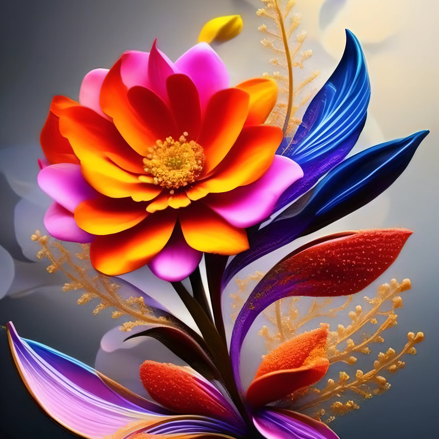 a stylized flower with multiple elements, Elemental Flowers