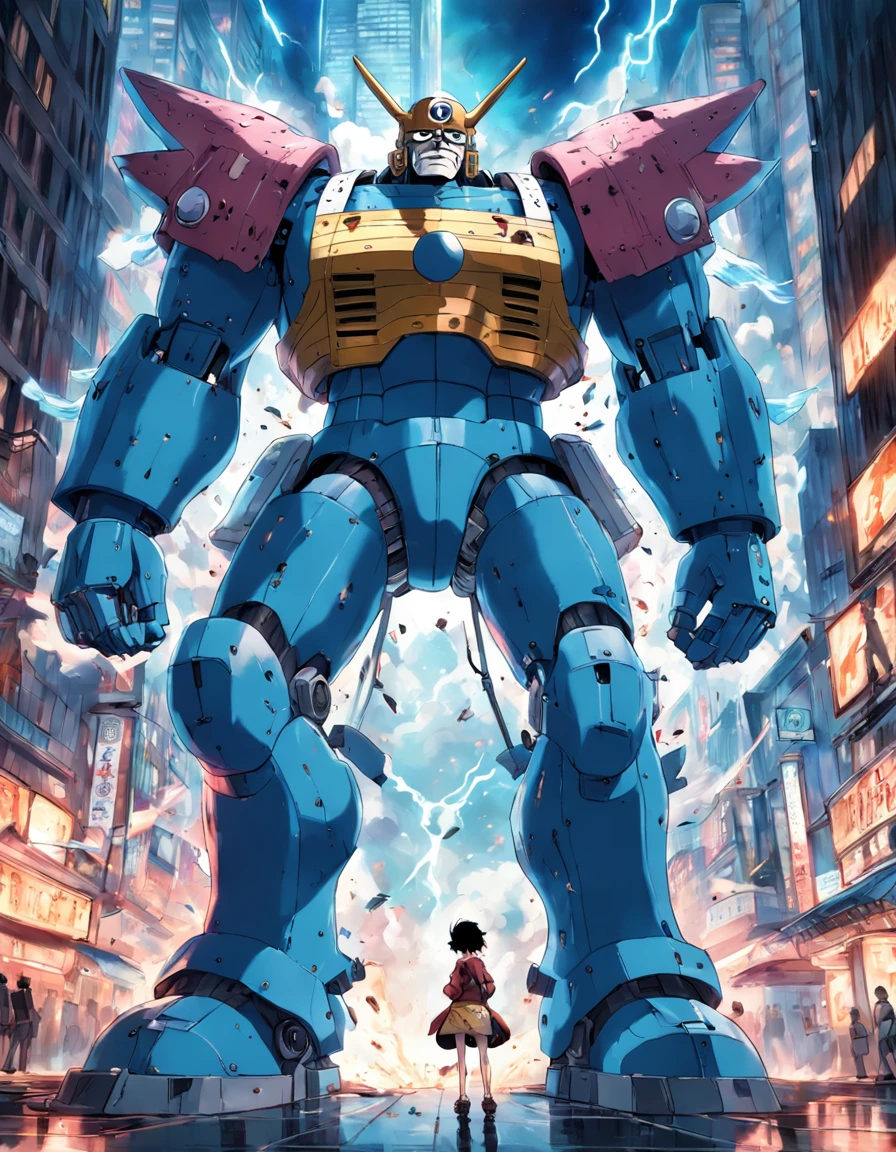 Franky one piece as a gundam mech saving new york from the 9/11 terrorist attacks