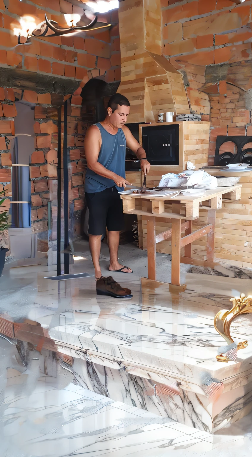 Create a marble wall and floor