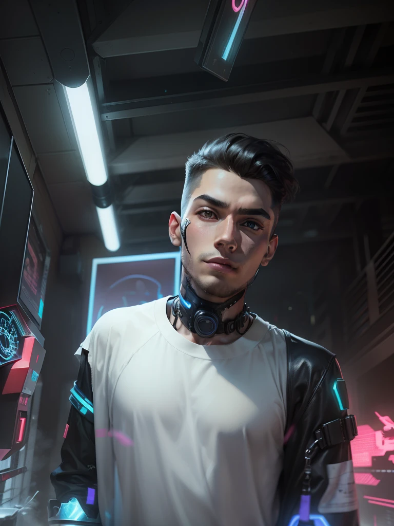 Change background cyberpunk handsome boy realistic face anime