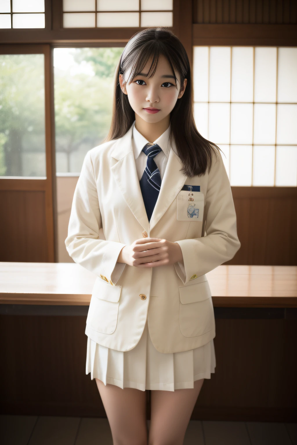 (great masterpiece、high-level image quality、hightquality),Young、A Japanese Lady、JK Uniform、real face、gravure、unclear、Sense of cleanliness、Beautiful skin、Beautiful limbs、Model body type、