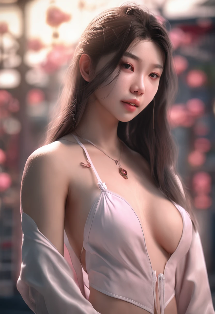 Chinese Girl 16 years old girl White skin Chest close-up Realistic 8K AR Focus on chest Nudity Naked leaky chest Firm  Areola Pink  protruding