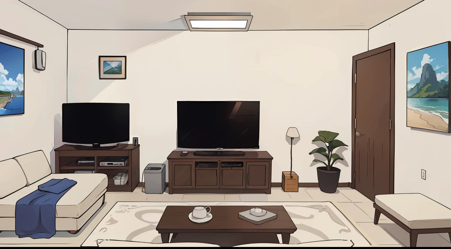 uma tv , em uma sala branca com uma parede branca e piso branco , fundo da sala de estar