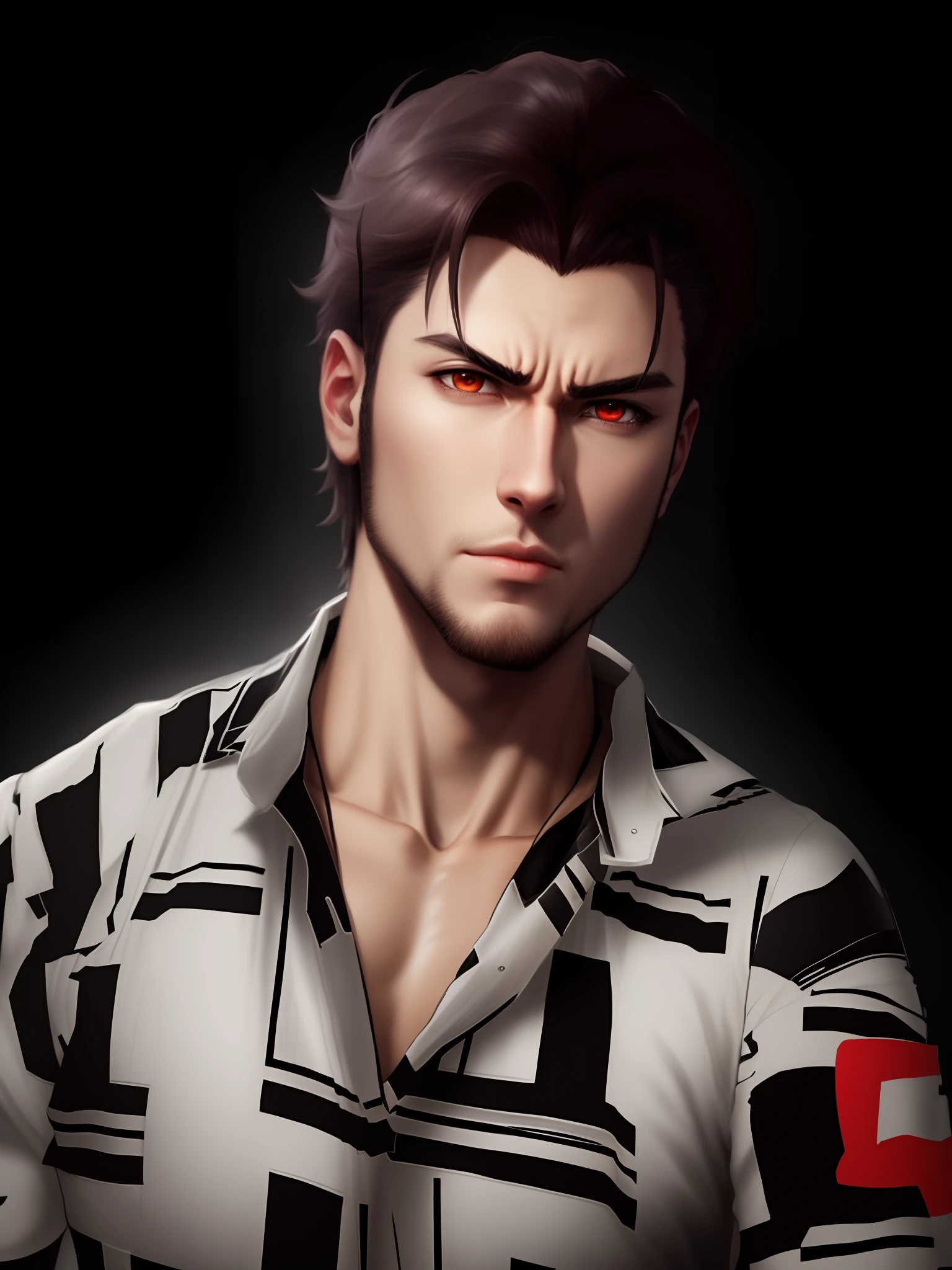 Handsome, anime character, 8k, black studio background, realistic face