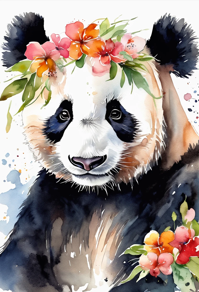 Um panda bonito e uma abelha fofa