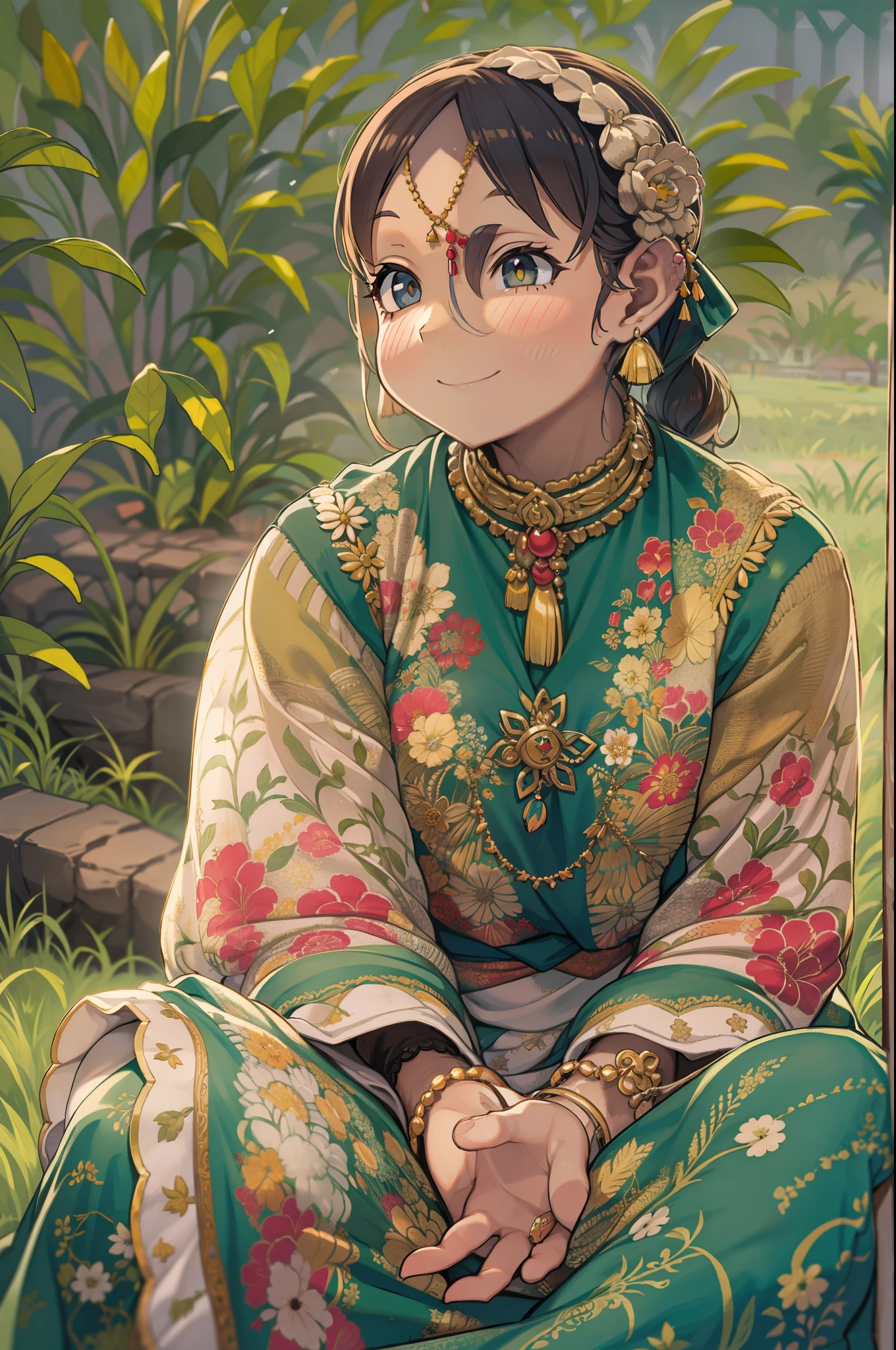 village girl, Sit in a chair on the field and relax, Pakistani Traditional Dresses