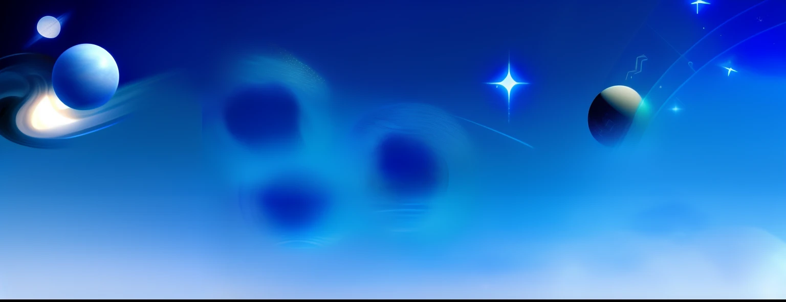 There are many planets in the sky with a blue background, gradiente de estrelas brilhantes