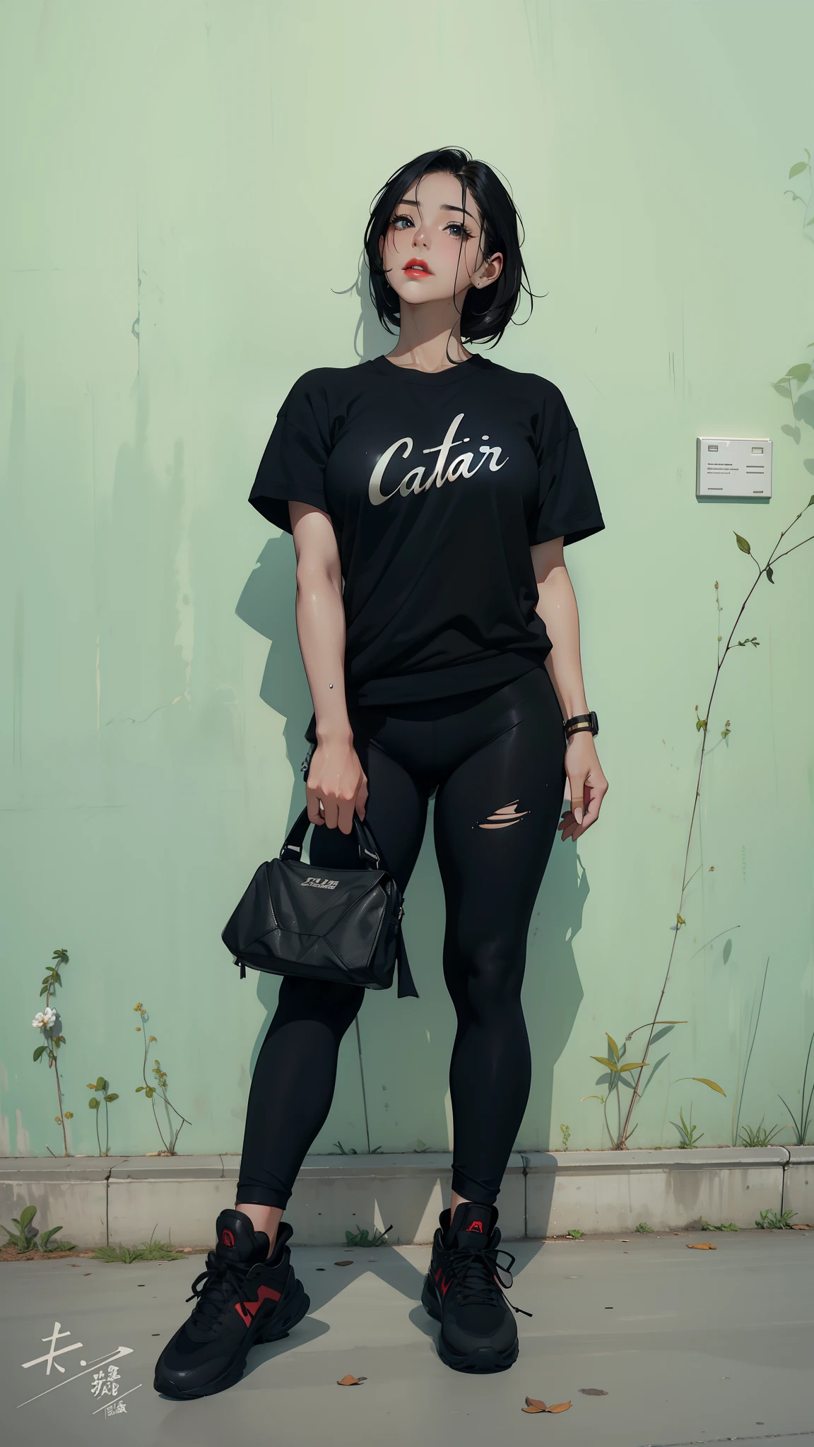 1female，36 years old，熟妇，mature，Bigchest，Big breasts Thin waist，long leges，Raised sexy，Pornographic exposure， 独奏，（Background with：bamboo forrest，clubs） She has very short black hair，standing on your feet，Sweat profusely，drenched all over the body，seen from the front， hair straight， mostly cloudy sky，（（（tmasterpiece），（Very detailed CG unity 8K wallpaper），best qualtiy，cinmatic lighting，detailed back ground，beatiful detailed eyes，Bright pupils，（Very fine and beautiful），（Beautiful and detailed eye description），Black eyes，Redlip，ultra - detailed，tmasterpiece，）），facing at camera，（The upper part of the body），A high resolution，ultra - detailed），revealing breasts，Bare genitalia，  Bulge，legs are open，sexyposture，Camel toes，Flushed complexion，Open-mouthed，frontage，elementary student，（Wearing：White baseball shirt，black colored leggings，athletic sneakers），Full body photo