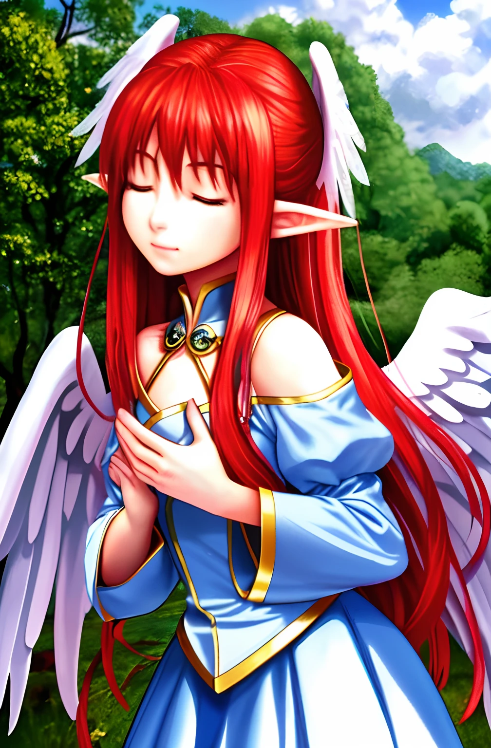 1 The best quality elves、超高分辨率、(Fotorrealista:1 beautiful women.4)、。Red wings。japanes、Charming face。Model face。Long hair。thinness。Spichini、beautifuldetails、Rainbow hair。Large of breast。mini-skirts。耳Nipple Ring。getting hair pulled。Detaileddetails。Vivid。Realistic details。realisticlying。large wings on back。clouds around。Cloud mass。Right now,。the angel's wings。Long wings。Wide wing。Raise your chest。Lift your chest with both hands。Awkward hands on chest。embarrased face。is shy。Blush。Knelt。Ayolge-Se。closing her eyes。kiss face。Kiss your face with your eyes closed。kisses。agile。Press the kiss。Ask for a kiss。wings。No clothes。