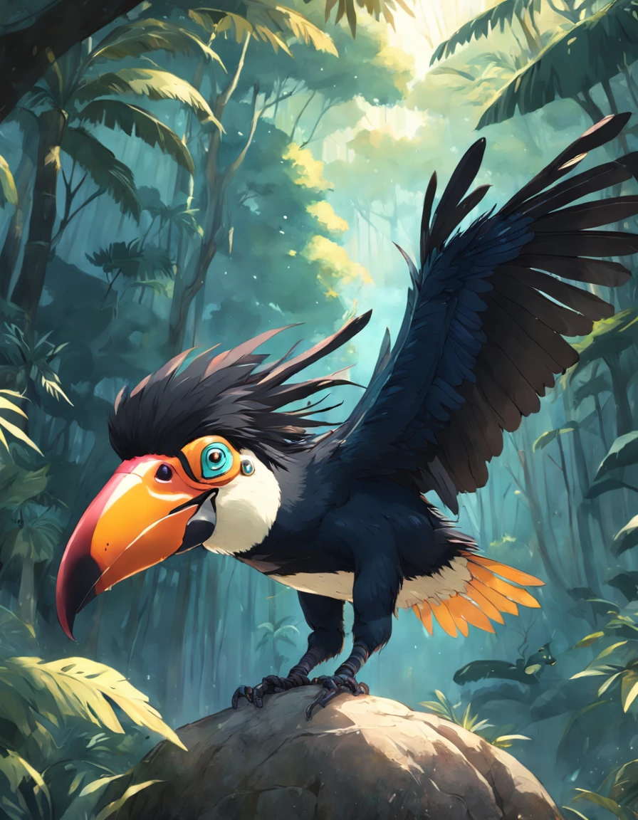 desenho de um animal tucano, 8k, ::n don't want image error, nem de ter mais de duas asas, nem escrita, nem assinatura.