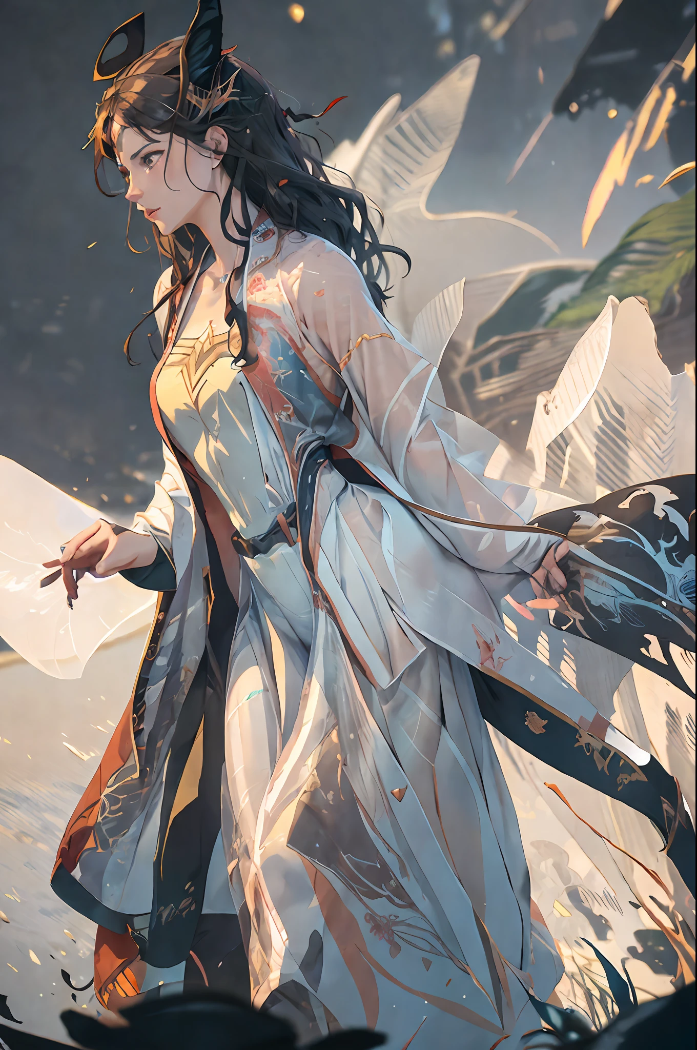 Carne Griffith（Carne Griffiths）and Vadim Kashin（Wadim Kashin）Created an awesome digital painting，Depicts the Wonder Woman character with an abstract beauty. Her whole body is focused on the camera, Close to perfection with a dynamic pose. Moonlight highlighted her smooth skin，foco nítido, Makes her highly detailed features stand out. This illustration is a conceptual art masterpiece, With ternary colors and intricate details，It gives a fantastic feeling. It has become a hit on ArtStation, Features 8K resolution and complementary colors，Make it a splash screen worth seeing. greg rutkovsky（Greg Rutkowski）Ultra-fine Gothic art and Artgerm's oil paintings, heavy brushstrokes add extra depth to this fantastical conceptual art masterpiece.