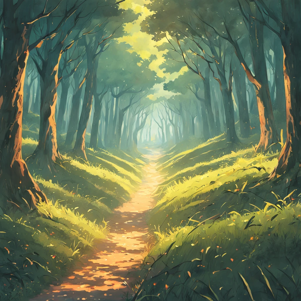 Landscape (Dark fantasy) , dezenas de pessoas na estrada, (estrada entre os campos de trigo ), (( outonno )) , folhas laranjas caindo, (tons outonais) , arvores grandes e retorcidas.