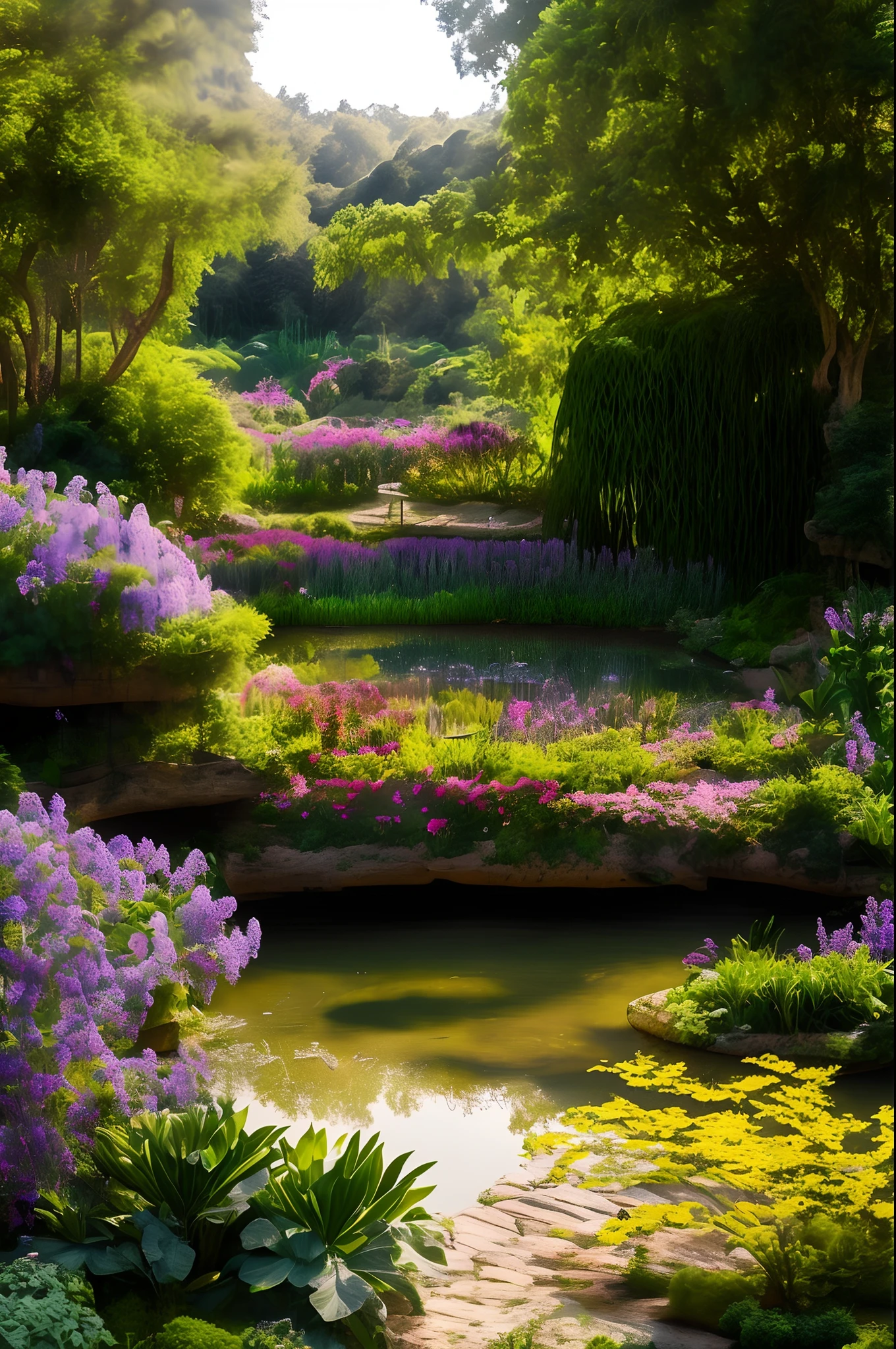 Create high definition photo of the eden garden of the Holy Bible