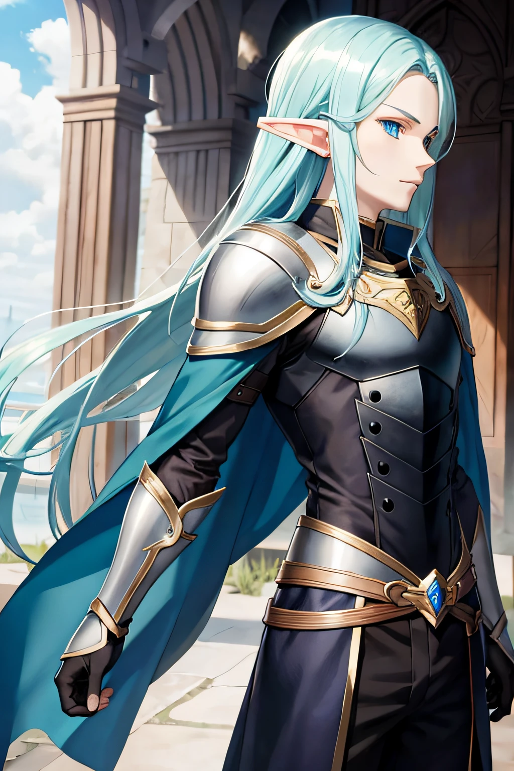 Elf male anime stile full dark armor