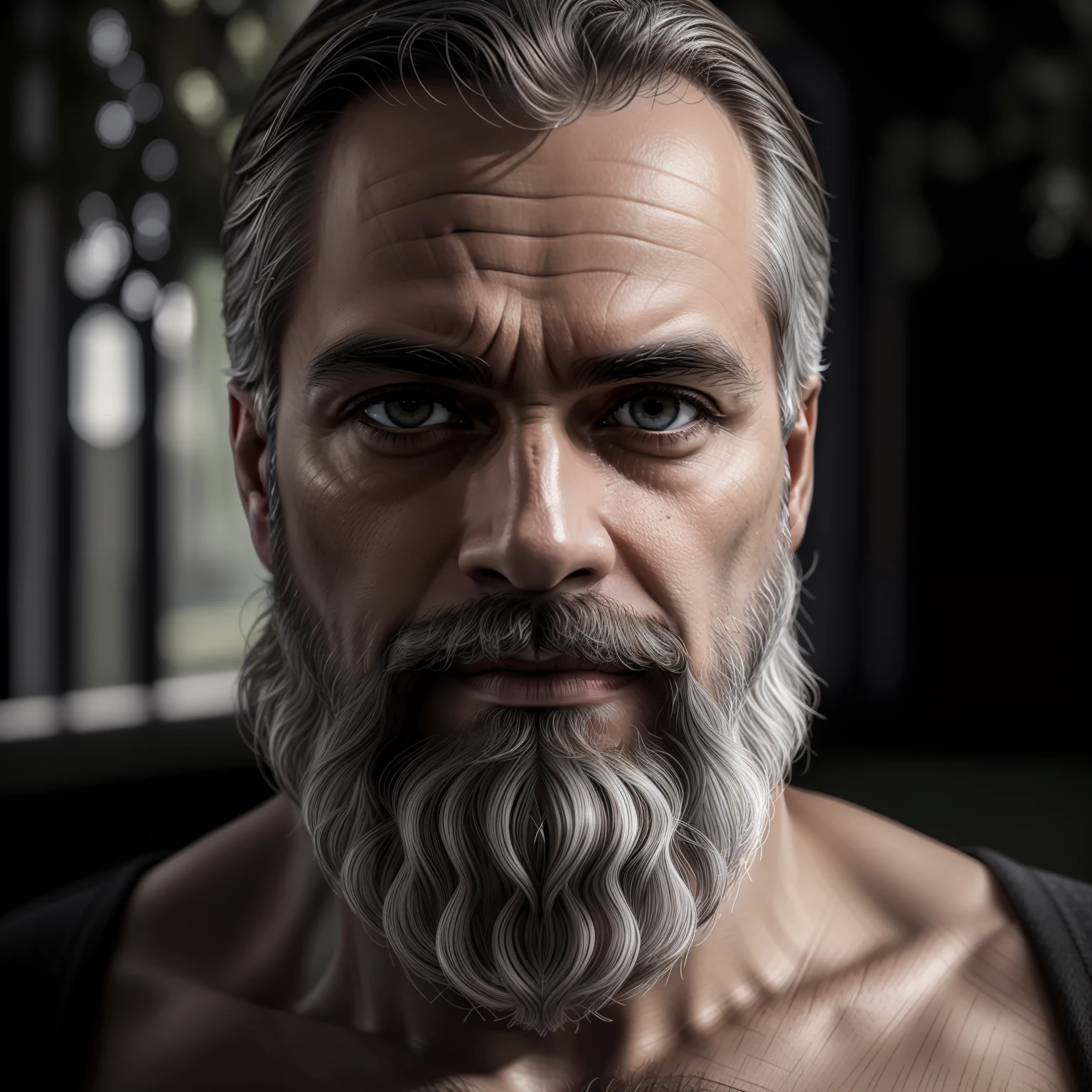 Full-length photorealistic portrait of the dazzling philosopher Plato,em seu jardim, nobreza, Homem refinado, sophistication, filosofia, roupas brancas, Alto contraste, highes definition, (8k, Foto RAW, best quality, obra-prima:1. 2), (Realistic, photo-realistic:1. 37) ultra-detalhado, olhos detalhados penetrantes, barba, lighting dramatic, sombra profunda, alta constraste, highes definition, , cinematic atmospheric, fotografia, focal length, 8k, Nikon, 50 millimeters