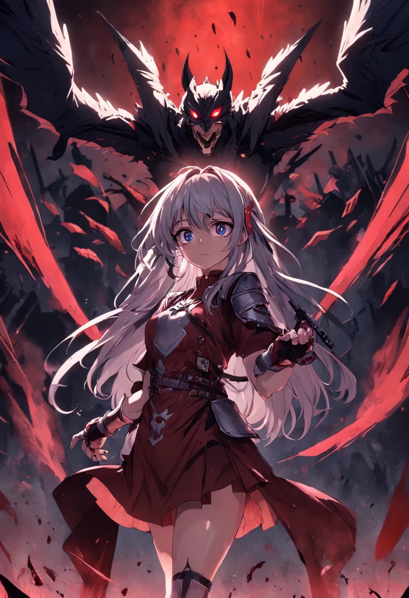 ((chica de terror)), ((oscuro)), (Armadura de poder de sangre), ((Muchas cadenas)), primer plano