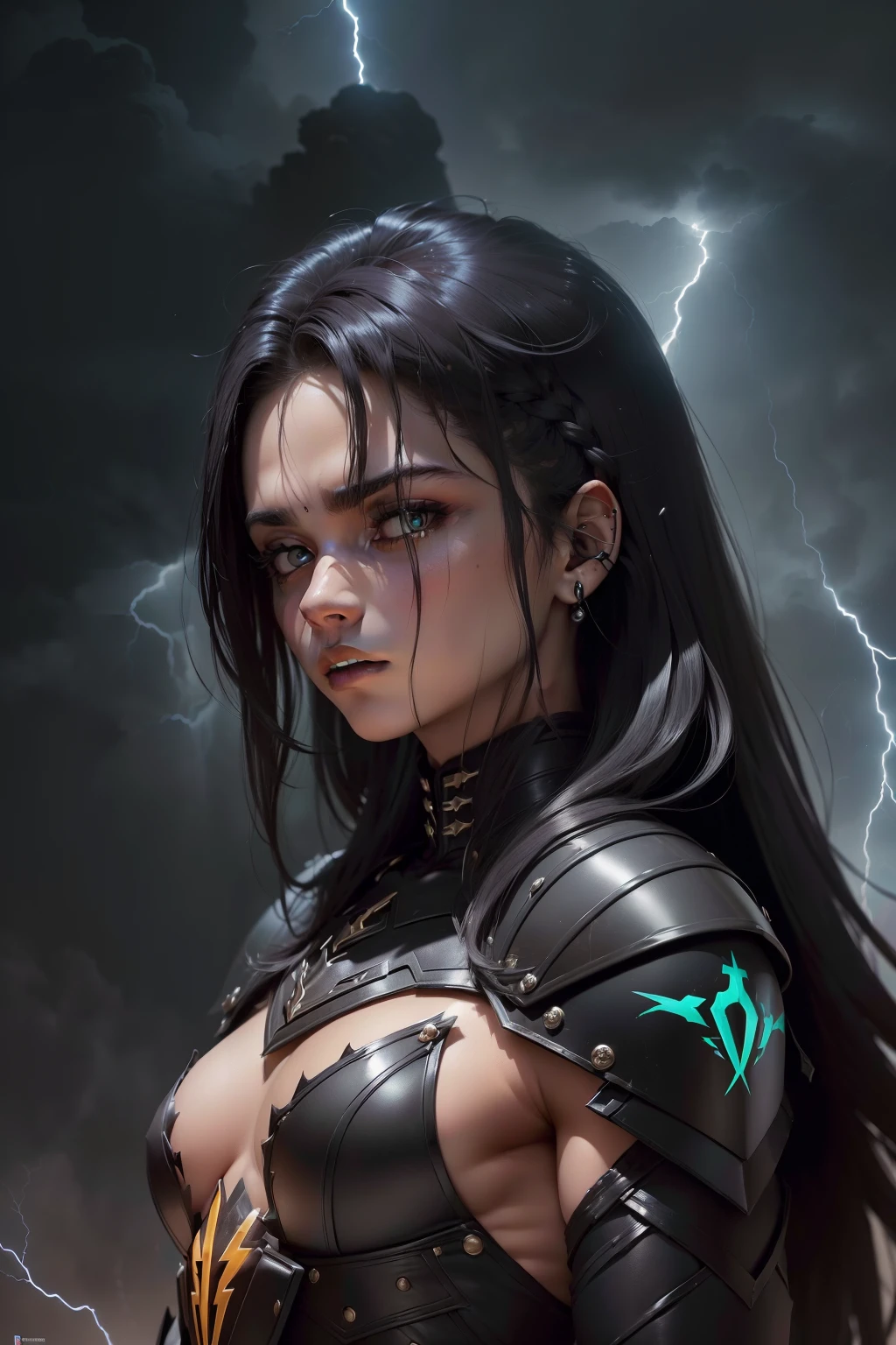 ((Guerreiro se transformando em um lobisomem:1.2),dor+lamento+sofrimento, cabelo (curto+preto), olhos negros, pele branca, lua cheia, Lightning in the dark, morbid sky, terror, ambiente assustador, noite)