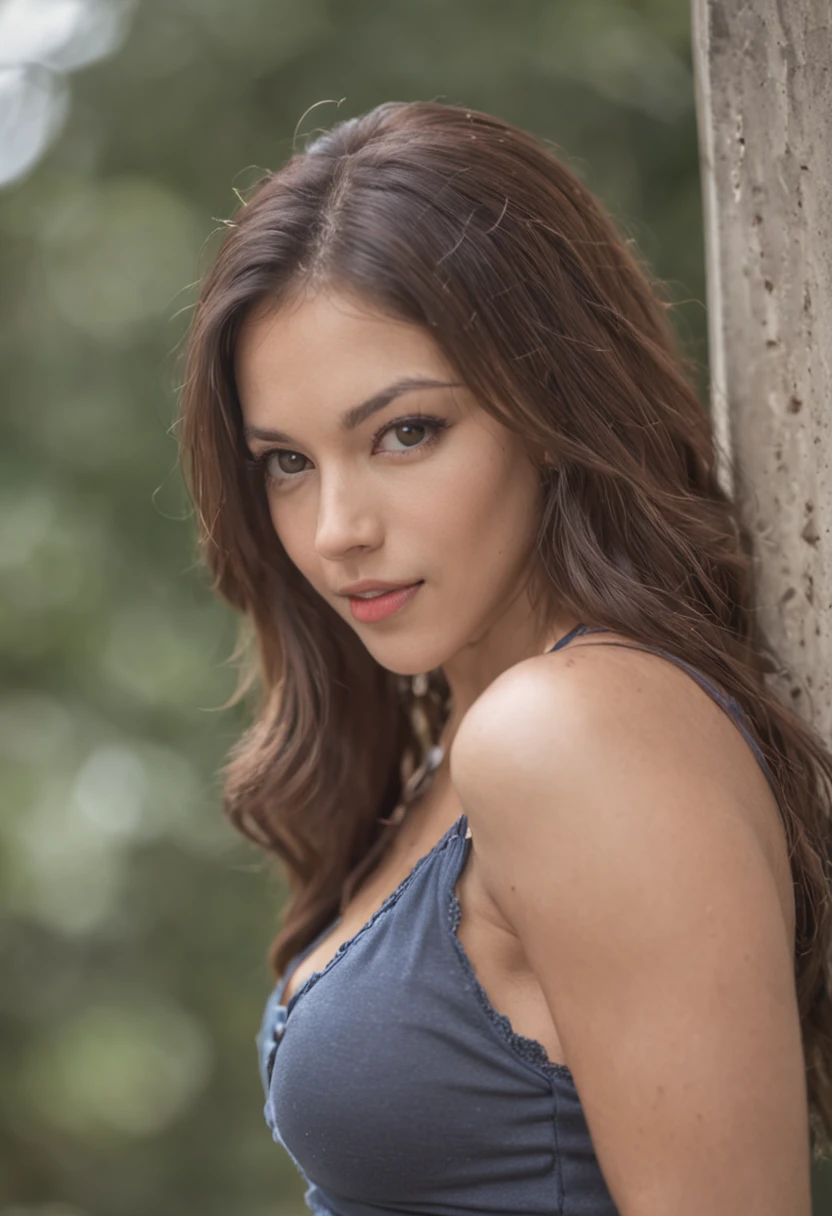 garota mexicana, 26 anos, cabelo castanho, olhos castanhos, retrato, mulher bonita, Olhos Hidratados, usando Lingerie, Rosto bonito, jovem sexy, sorriso meigo, seios grandes, shorts jeans, top curtir com decote,Other position,outra posse, melhor qualidade existente, Uplighting