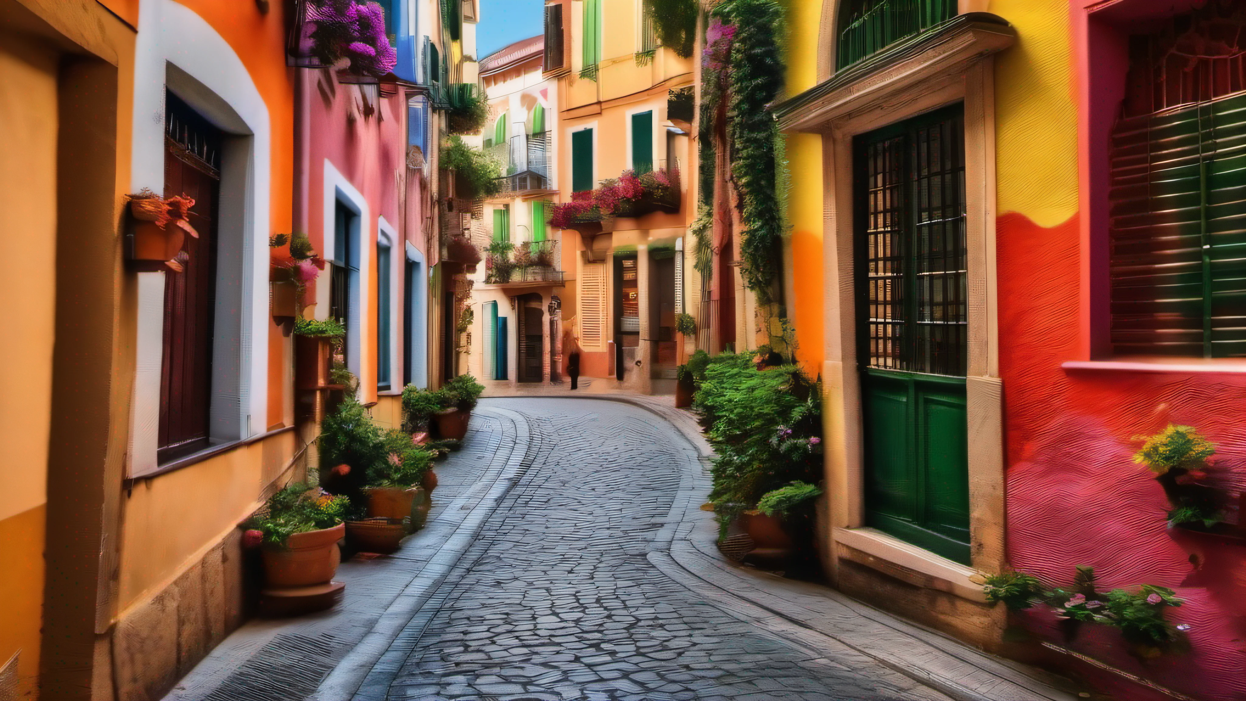 Em uma encantadora cidade italiana, o clima ensolarado cria uma atmosfera alegre e convidativa. The picturesque streets are full of activity, com pessoas passeando, conversando e explorando as lojas locais. The facades of the buildings display a vibrant color palette, Matching perfectly with the profusion of flowers that adorn every corner. The air is filled with laughter and the tantalizing aroma of delicious food. The painting will be done with brush and paint, com cores ricas e vibrantes que capturam a vivacidade da cena. An artistic touch will be added to enhance the festive and warm atmosphere