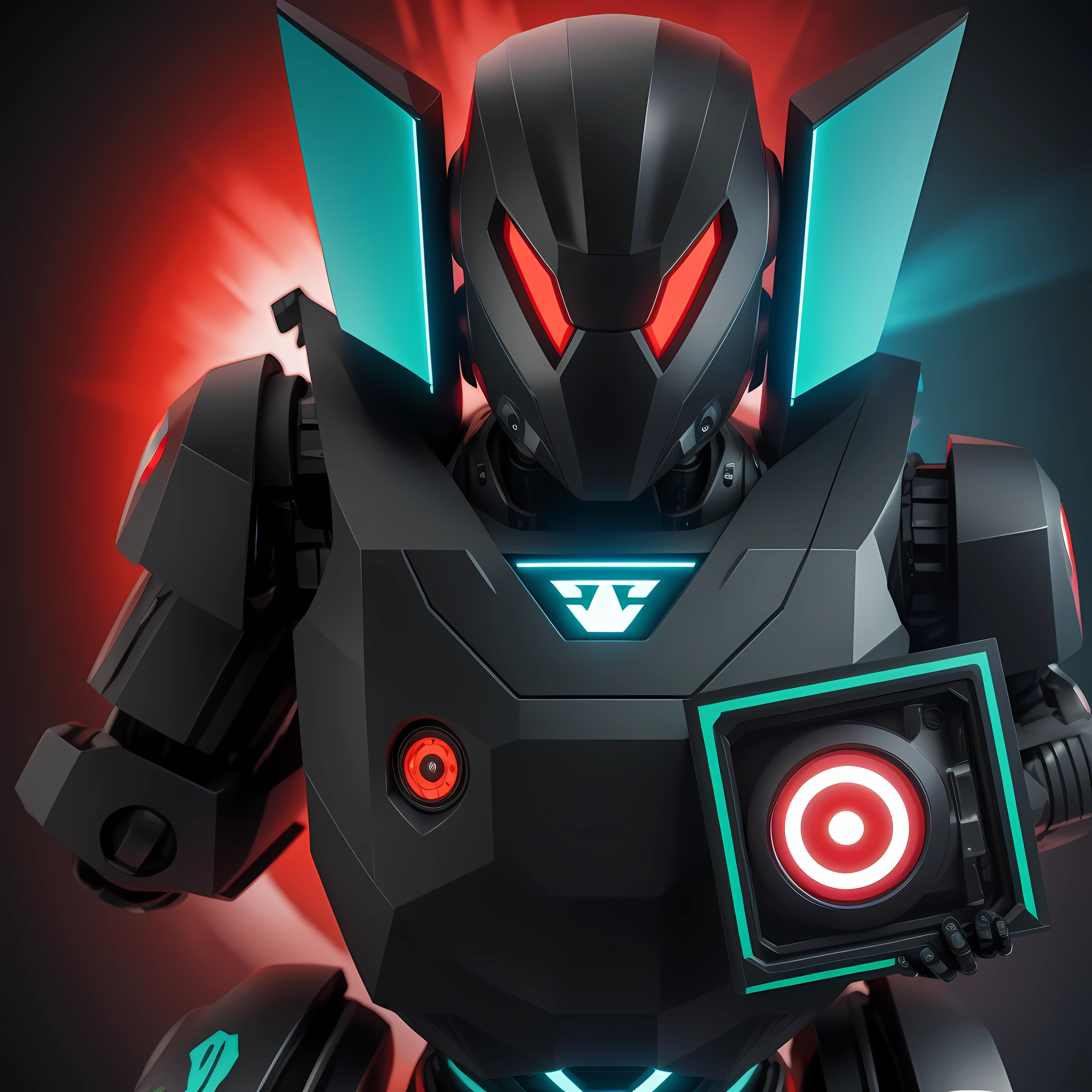 toxic a robot character carrying a video, apenas um robo, 4k qualidade, bem detalhado, representando em uma logo para um canal de cortes que abrange diversos tipos de humor inclusive o mais pesado, with video danger symbol in high definition
