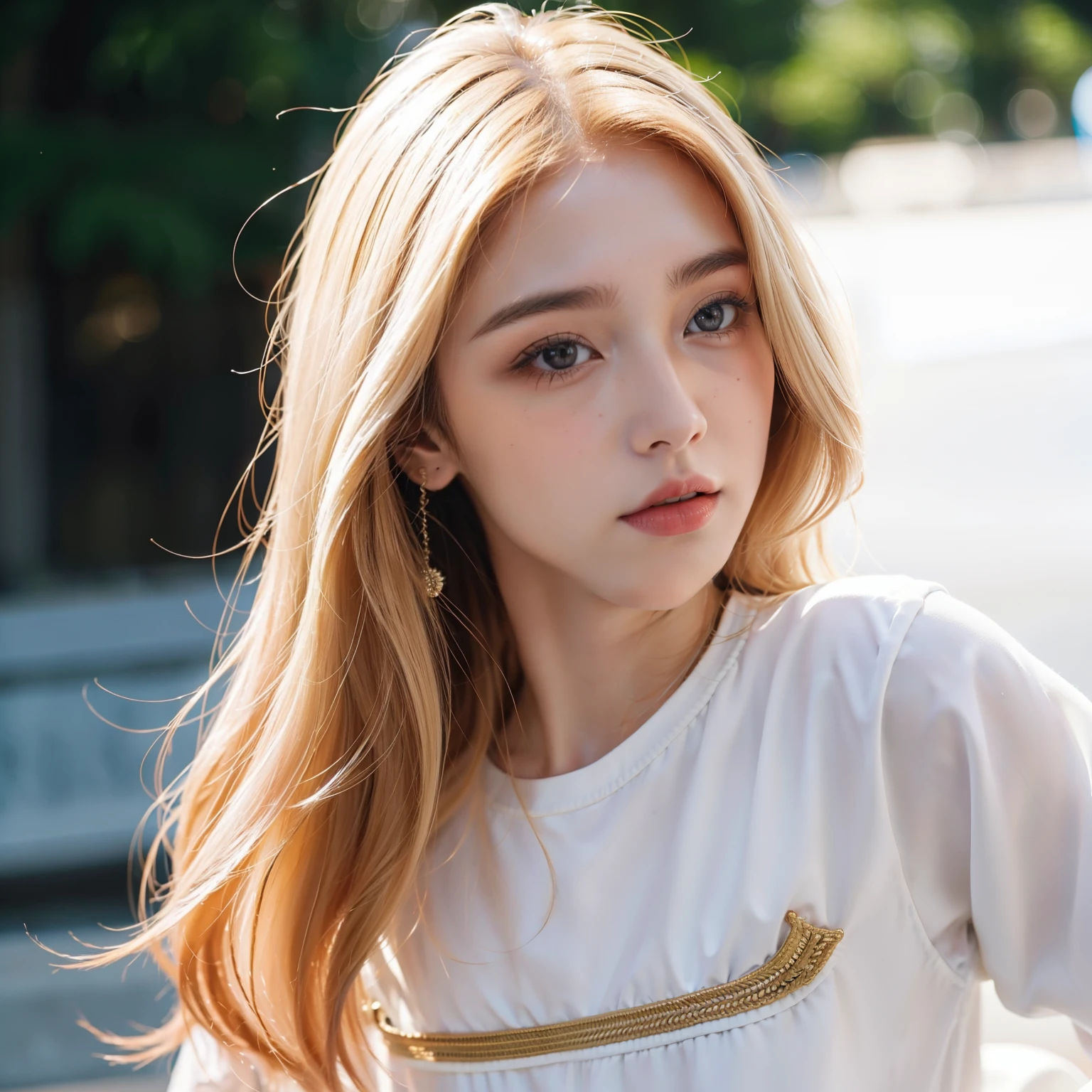 1 fita,White peach girl,feira, Tumblr, pele brilhante,cabelo vermelho。