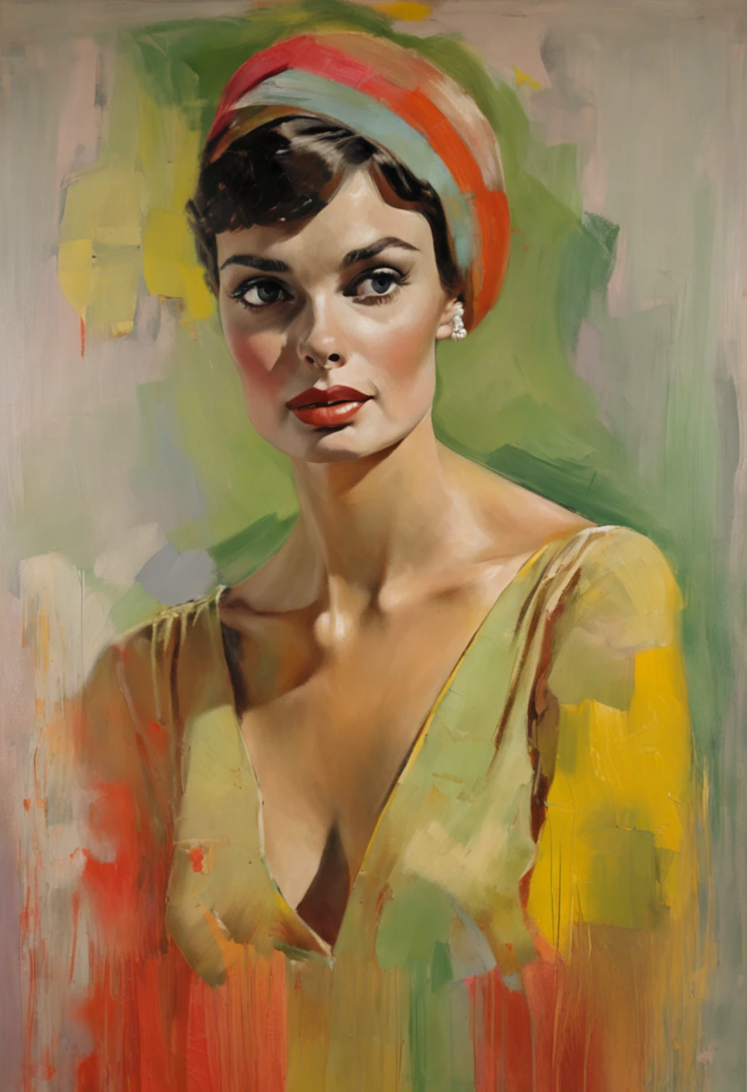 Audrey Hepburn, neutral expression, intensidade da parte superior do corpo, master part, best quality, ultra-detalhado, beautiful cinematic lighting, detalhes intrincados, Olhando para o Viewer, Profundidade de campo-AR 2:3-s 200