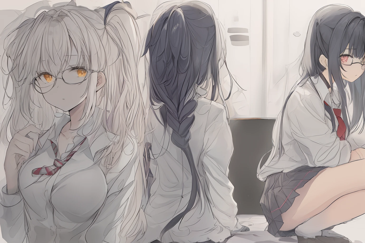 17Year old schoolgirl High school girl in black high socks Japan puffed out cheeks Fume Lack of eye power The skirt is ironed The shirt is ironed The tie is about to come off plaid skirts Glasses twin tail rough sketch The contours are not black Outlines are colors々colourfull17Year old schoolgirl High school girl in black high socks Japan puffed out cheeks Fume Lack of eye power The skirt is ironed The shirt is ironed The tie is about to come off plaid skirts Glasses twin tail rough sketch The contours are not black Outlines are colors々Use colorful colors less saturated watercolor paiting The contour line is thin and delicate There are many contour lines Hair is pink hair is long Hair is tied Twin-tailed The skeleton is very thin very thin shoulders Udder is small The height is170centimeter Weight is30kilogram Fume Lack of eye power Use colors that don't open your eyes less saturated watercolor paiting The contour line is thin and delicate There are many contour lines Hair is pink hair is long Hair is tied Twin-tailed The skeleton is very thin very thin shoulders Udder is small The height is170centimeter Weight is30kilogram Fume Lack of eye power Eyes are not open tightly