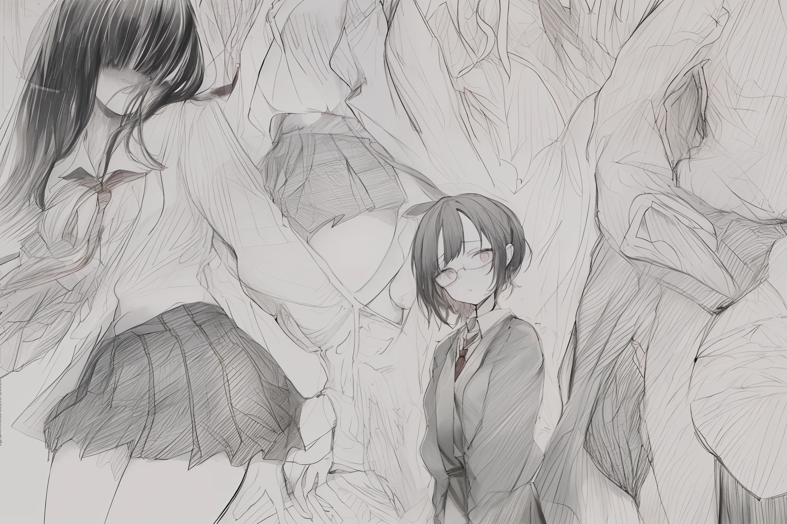 17Year old schoolgirl High school girl in black high socks Japan puffed out cheeks Fume Lack of eye power The skirt is ironed The shirt is ironed The tie is about to come off plaid skirts Glasses twin tail rough sketch The contours are not black Outlines are colors々colourfull17Year old schoolgirl High school girl in black high socks Japan puffed out cheeks Fume Lack of eye power The skirt is ironed The shirt is ironed The tie is about to come off plaid skirts Glasses twin tail rough sketch The contours are not black Outlines are colors々Use colorful colors less saturated watercolor paiting The contour line is thin and delicate There are many contour lines Hair is pink hair is long Hair is tied Twin-tailed The skeleton is very thin very thin shoulders Udder is small The height is170centimeter Weight is30kilogram Fume Lack of eye power Use colors that don't open your eyes less saturated watercolor paiting The contour line is thin and delicate There are many contour lines Hair is pink hair is long Hair is tied Twin-tailed The skeleton is very thin very thin shoulders Udder is small The height is170centimeter Weight is30kilogram Fume Lack of eye power Eyes are not open tightly