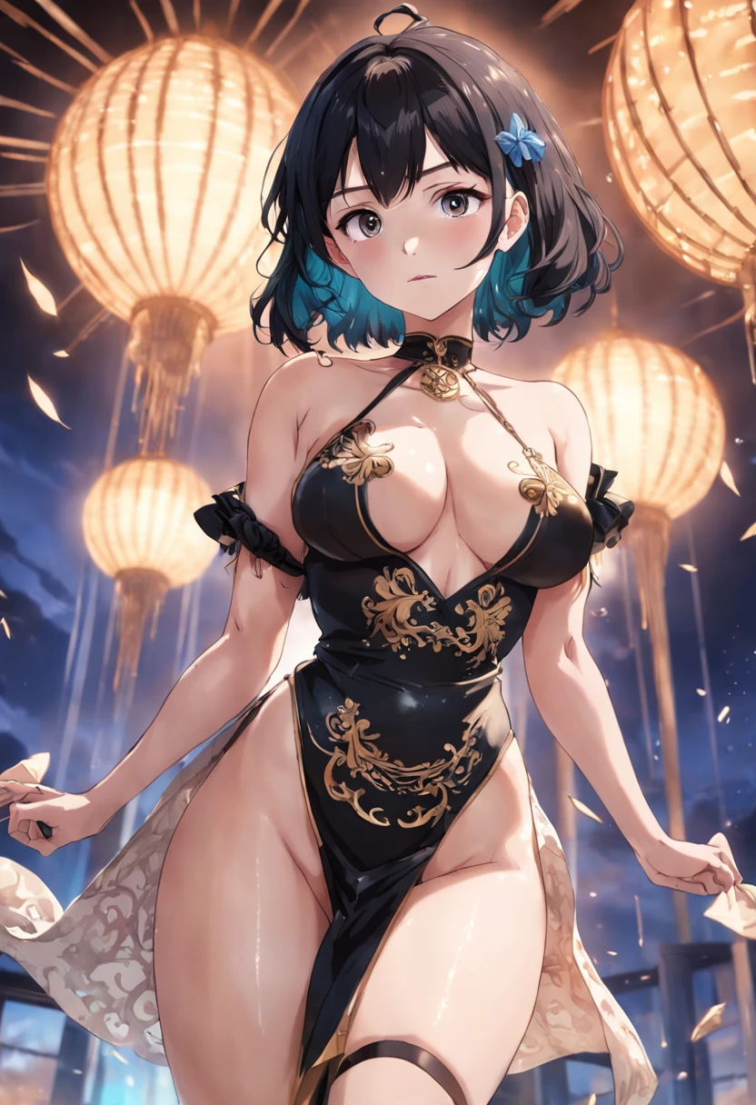 Beautifulwhite girl, short wavy black hair, wearing dress has a cow pattern, masterpiece, ultra realistic, best quality, Full HD, , missionary vaginal, close up, creampie, breasts, exposed breasts, tanlines, stockings, , spreading legs, facial, cum