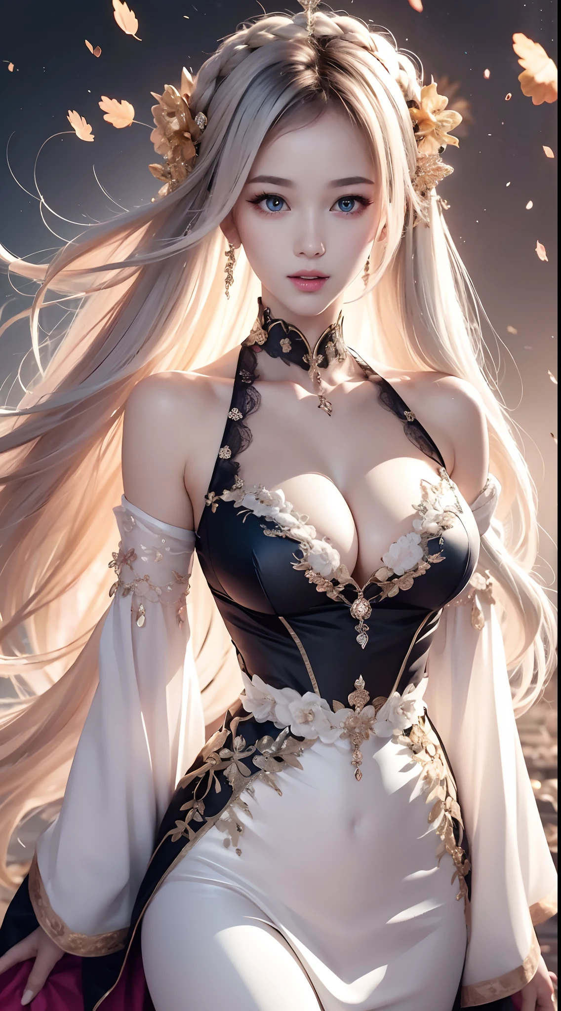 Double whirlwind pattern design garment,Heterochromic pupils,Silver-haired girl,wallpaper hd