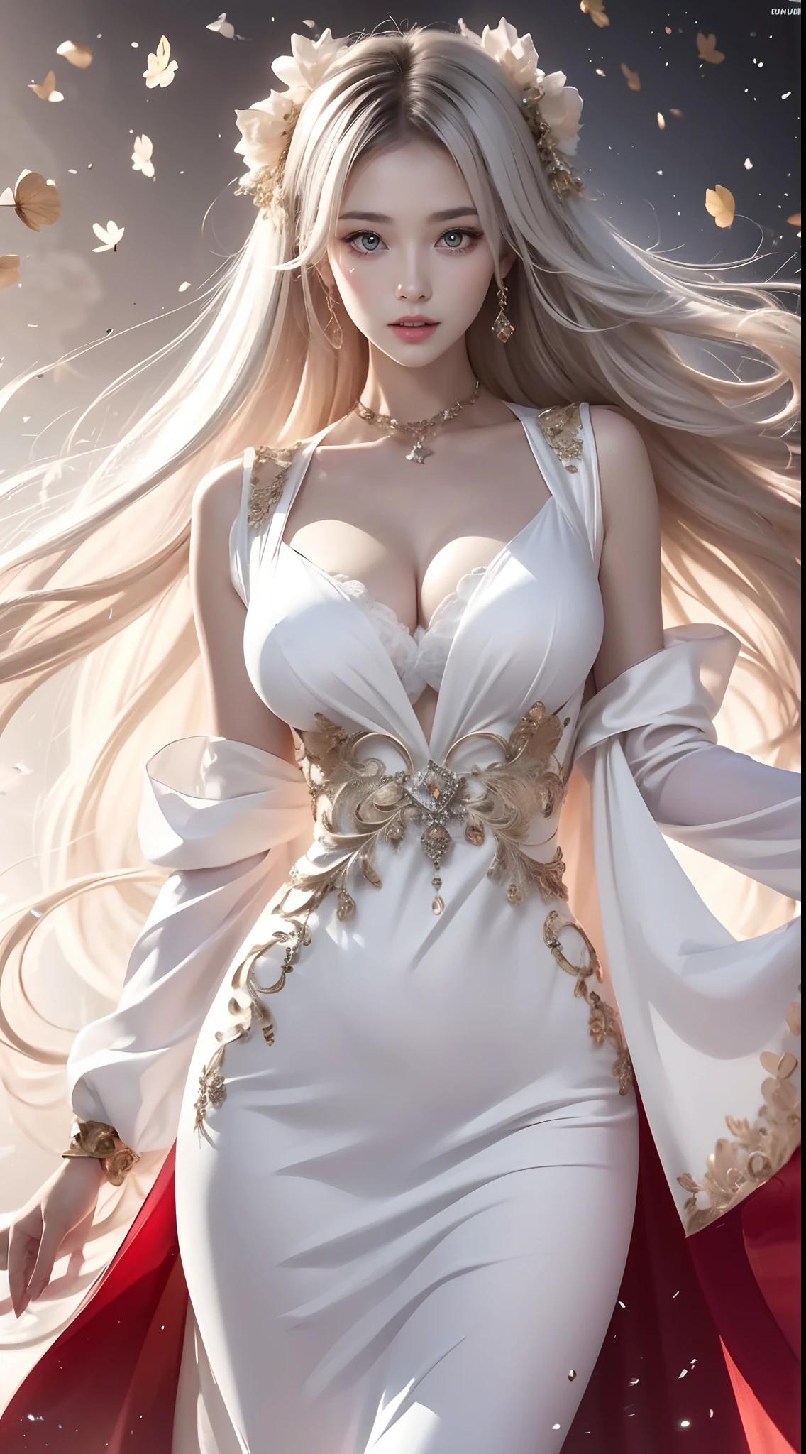Double whirlwind pattern design garment,Heterochromic pupils,Silver-haired girl,wallpaper hd