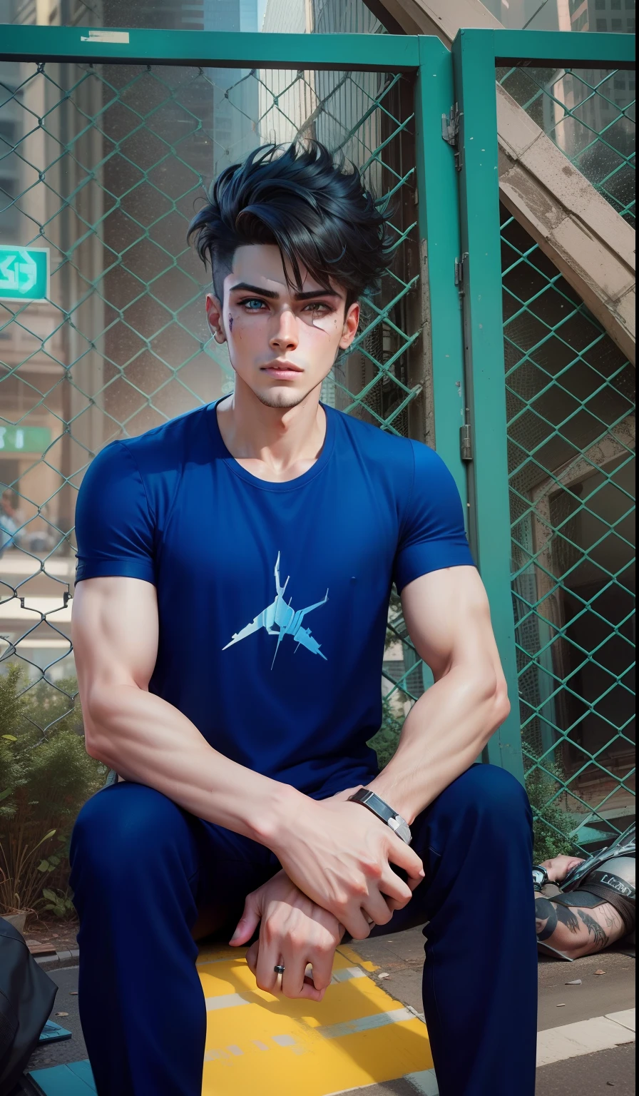 Change background cyberpunk handsome boy, realistic face, 8k, ultra realistic,