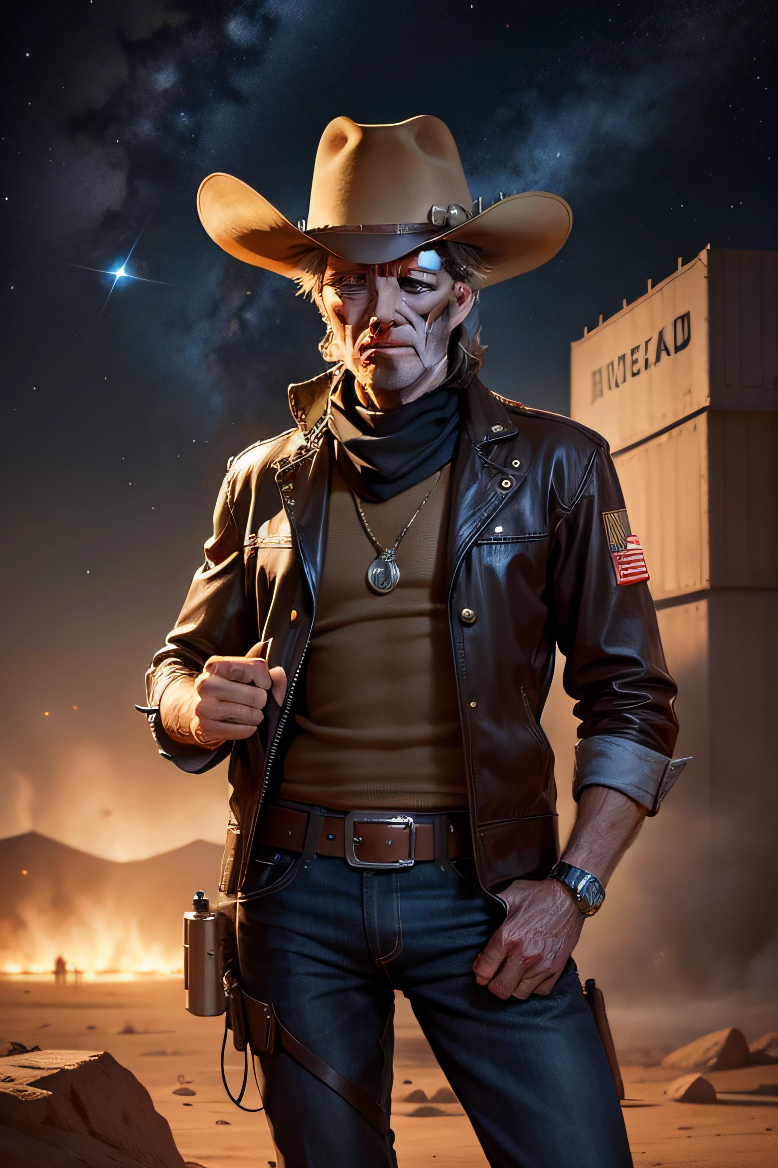clint eastwood as a modern space cowboy