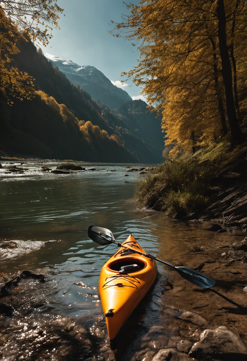 kayak on a river in switzerland