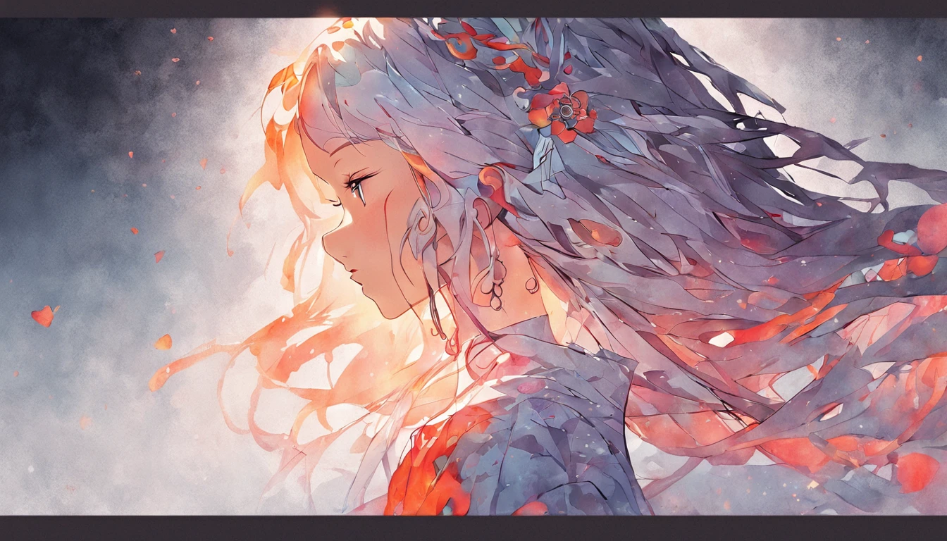 (White background:1.4),(Silhouette of a girl's head, Eyes closed, colorfull long hair, Oriental elements),(Chinese illustration:1.3,paper art:1.3, Quilted paper art:1.2),( reasonable design, Clear lines, High sharpness,Best quality, Very detailed, Masterpiece, movie light effect, 4K )