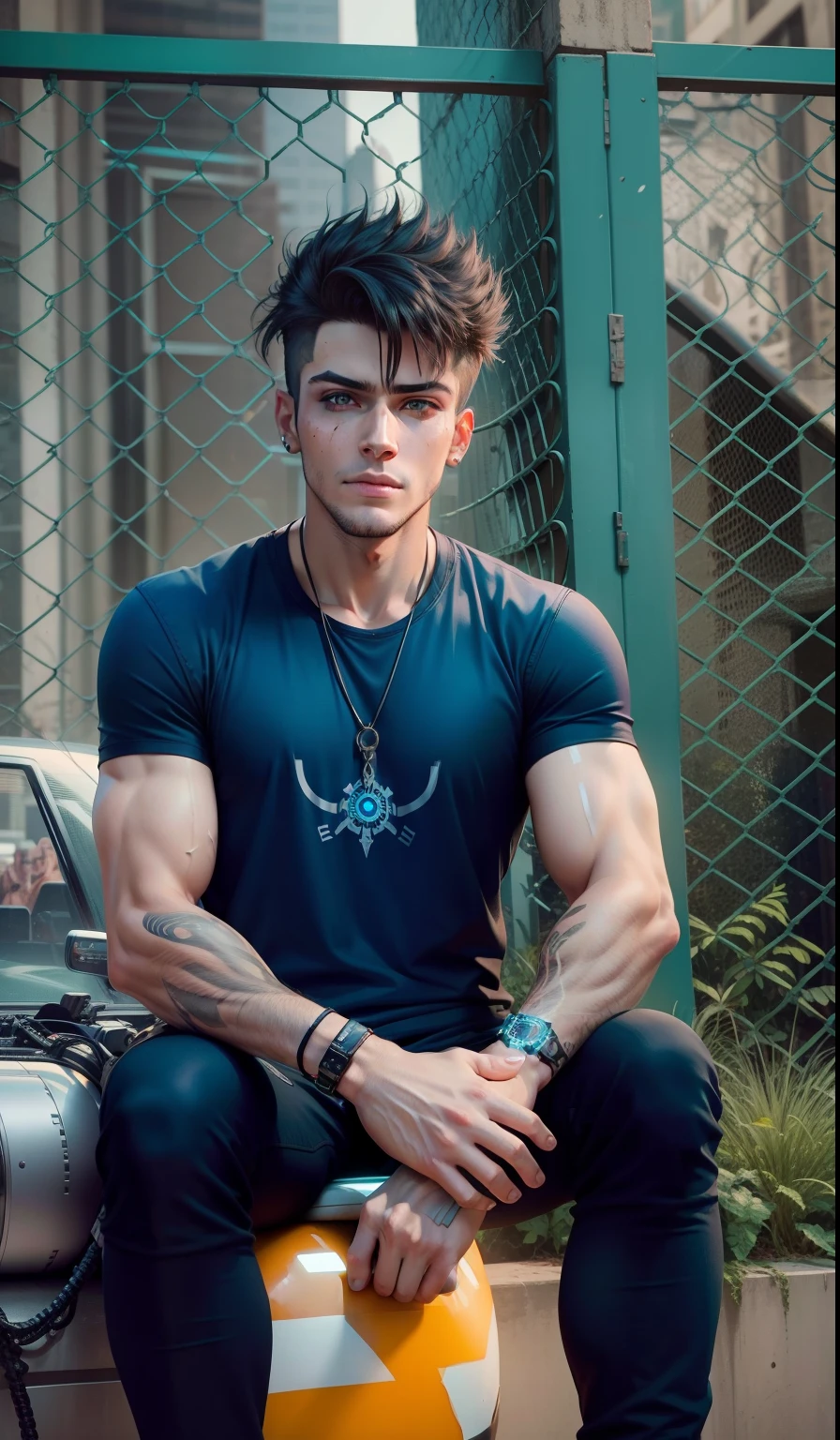 Change background cyberpunk handsome boy, realistic face, 8k, ultra realistic,