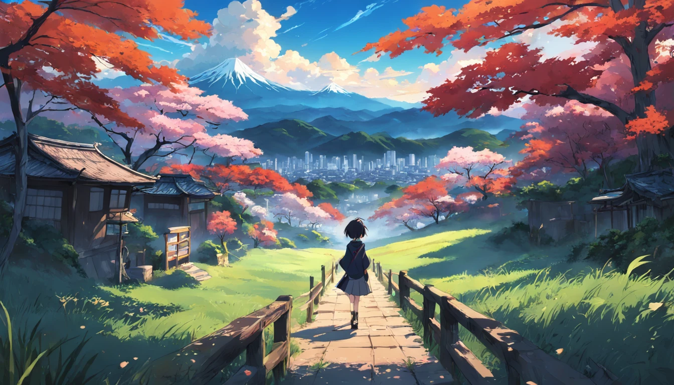 anime ladscape, nature, japan