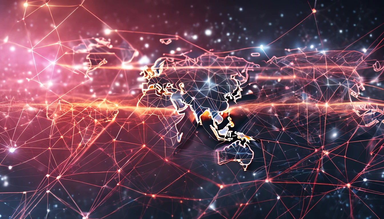 ฺBusinessman holding Global network connection. Big data analytics and business intelligence concept. World map point and line composition concept of global business