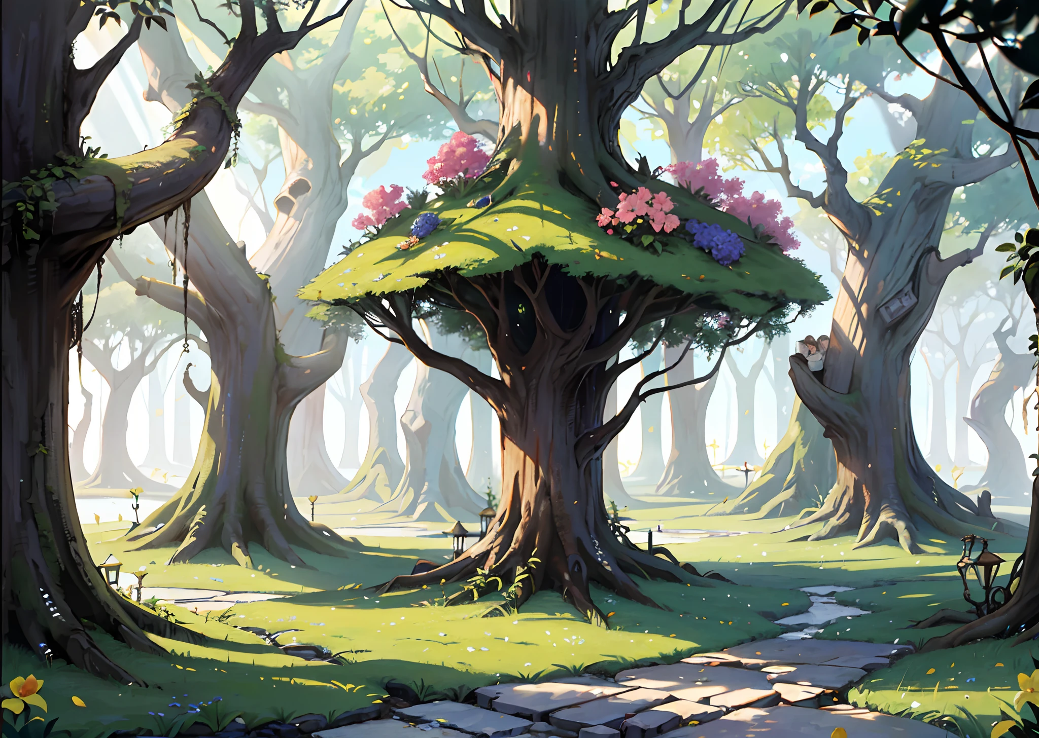 ((Floresta de fantasia escura e sombria)) obra prima, detalhado, epic compositio, melhor qualidade