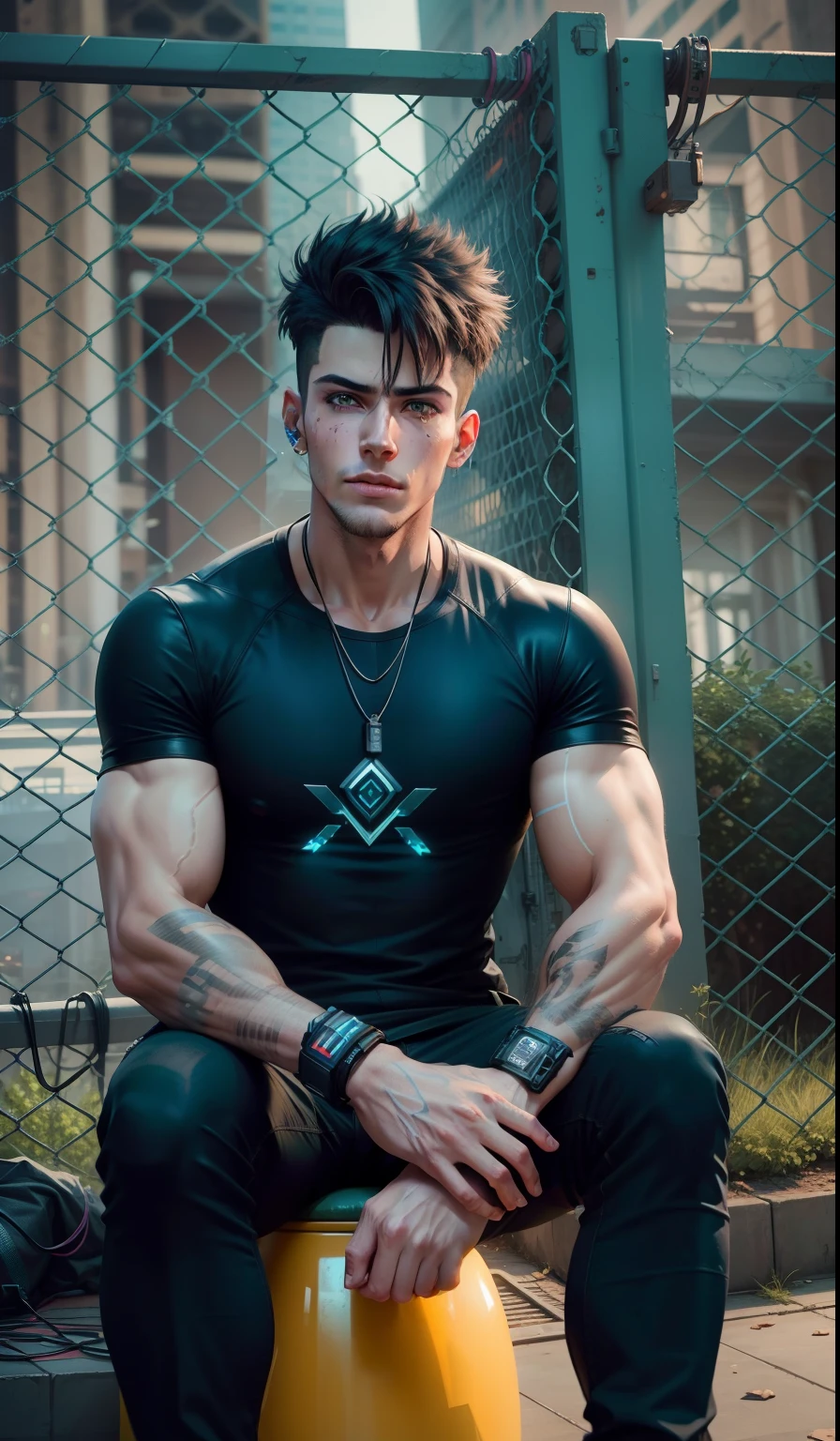 Change background cyberpunk handsome boy, realistic face, 8k, ultra realistic,