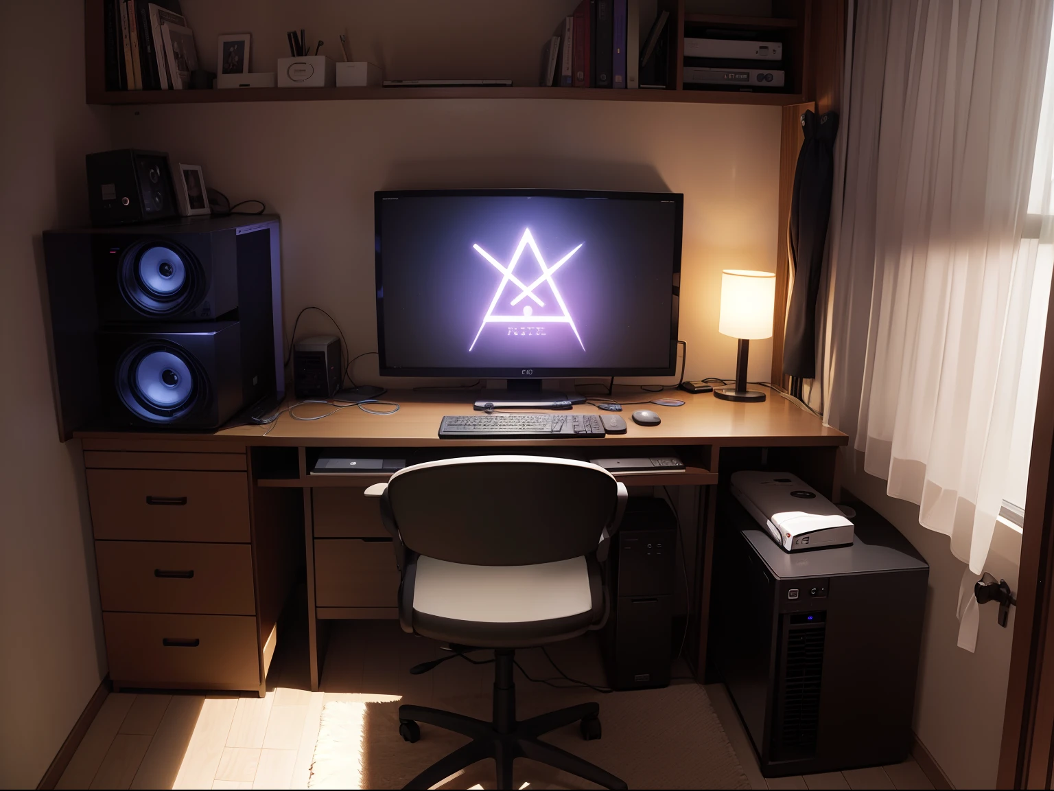 Own room。Desktop PC。occult。